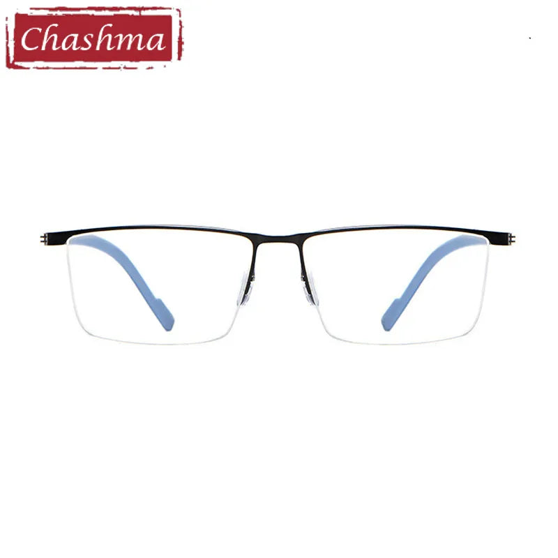 Stylish Men's Semi-Rim Square Brow Line Alloy Eyeglasses Frame 10129 - Perfect for Office, Reading & Fashion Accessories