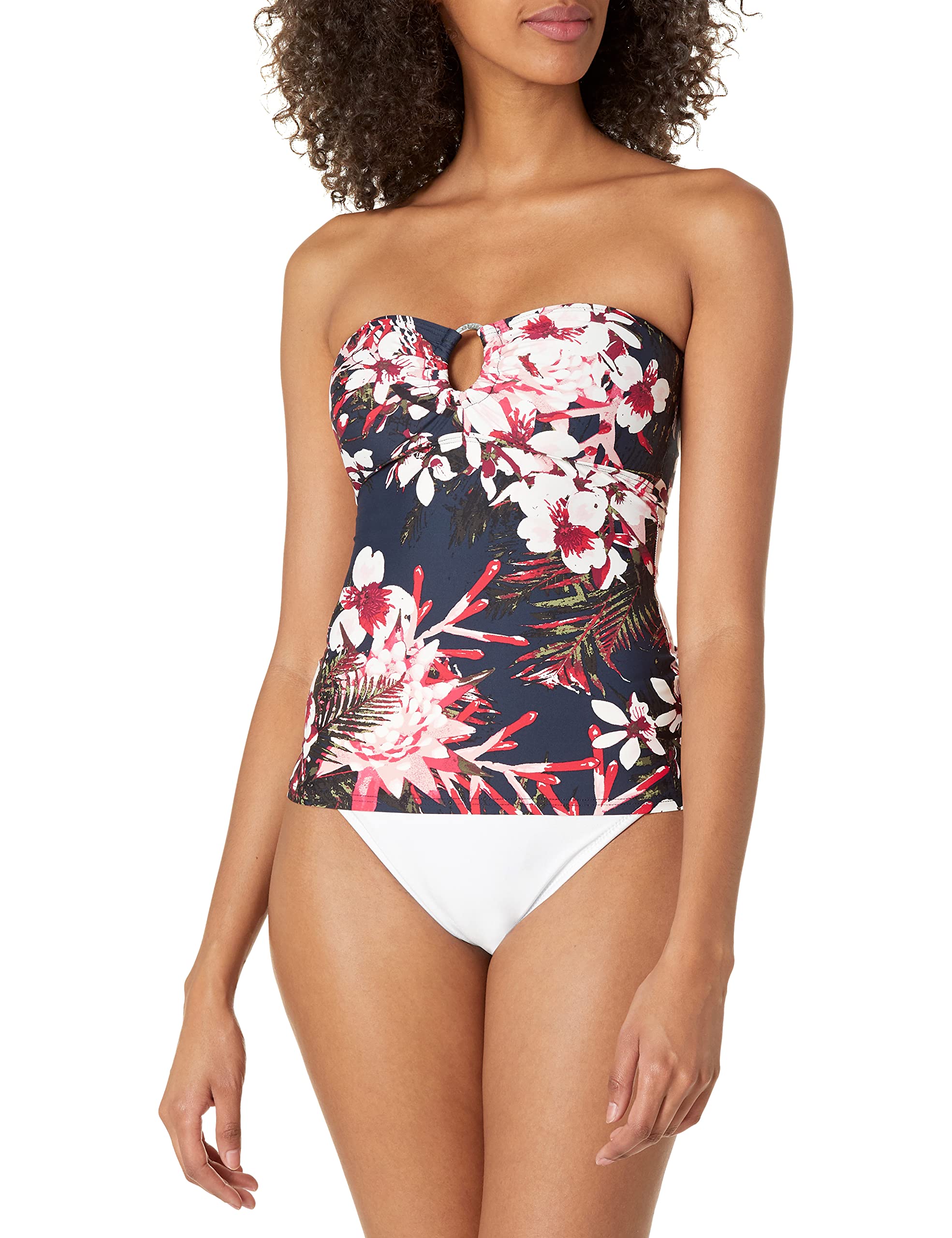 Tommy Hilfiger Women's Tankini Swimsuit Top - Floral Print Swimwear for Beach & Pool - Perfect for Vacation, Swimming, and Summer Activities