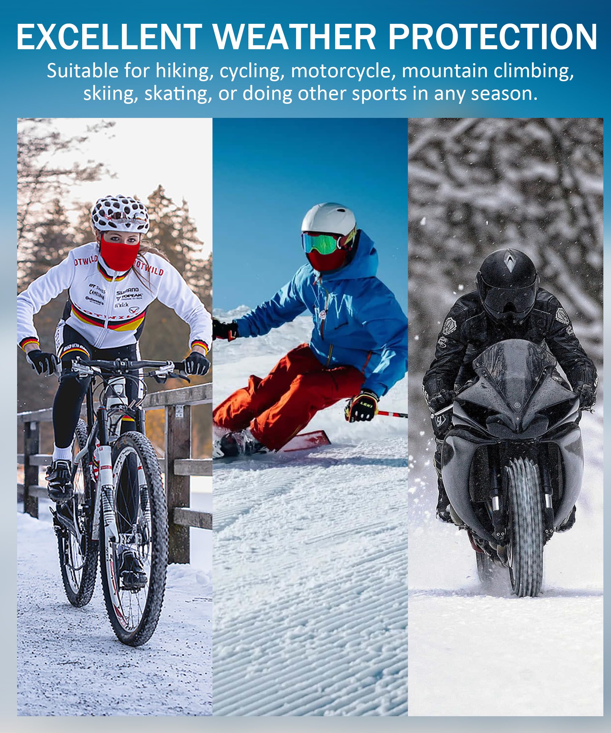 Breathable Stretchable Balaclava Face Mask for Men & Women - Cold Weather Ski Mask, Motorcycle Riding & Snowboarding Gear - Winter Face Cover (Red) - Perfect for Outdoor Sports, Skiing, Cycling & Winter Commuting