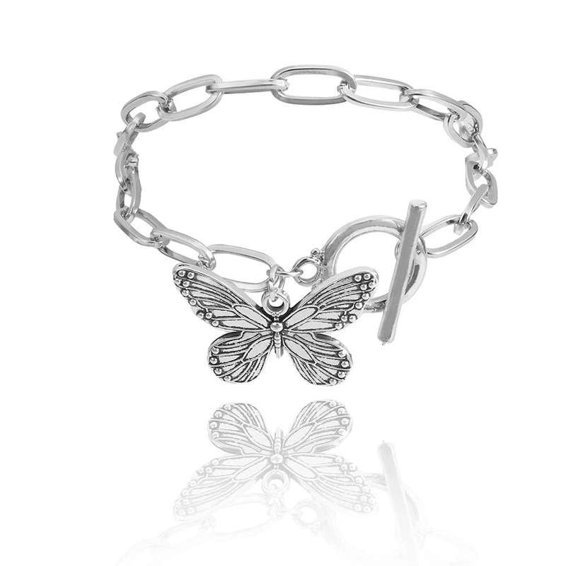 Elegant Butterfly Pendant Chain Bracelet for Women - Sterling Silver Adjustable Charm Bracelet - Perfect for Gifts, Parties & Everyday Wear