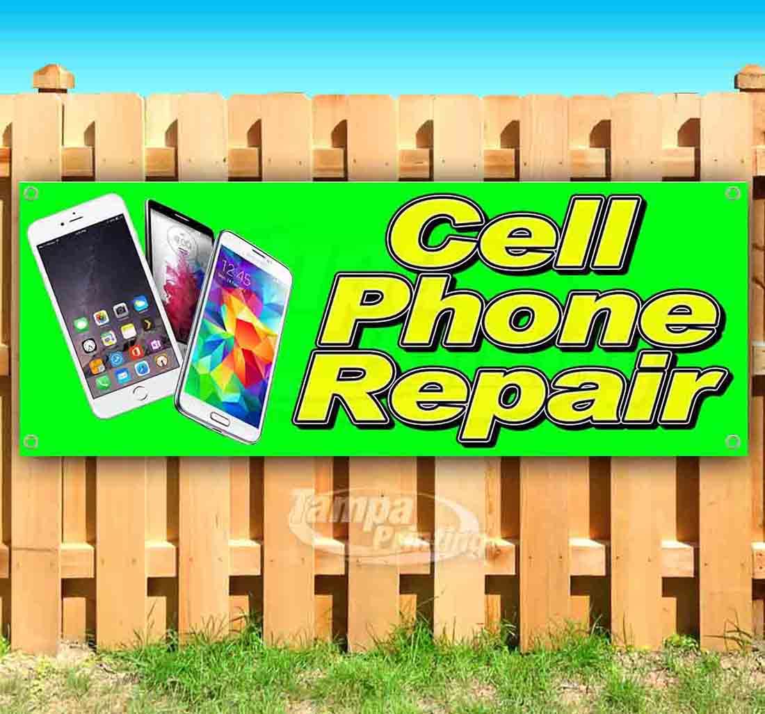 13 oz Heavy-Duty Vinyl Cell Phone Repair Banner with Metal Grommets - Durable Non-Fabric Sign for Phone Repair Shops & Tech Stores