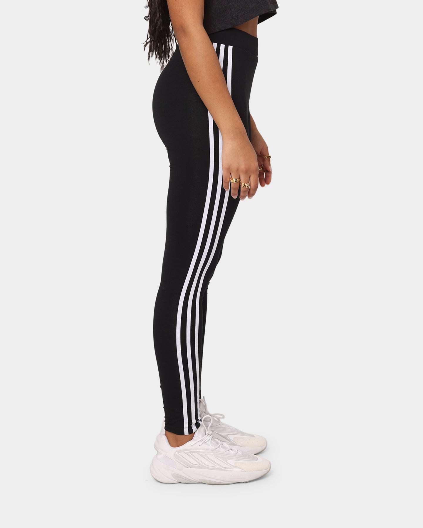 Adidas Women's 3-Stripe Yoga Tights - Black & White Workout Leggings for Running, Gym & Lounge Wear