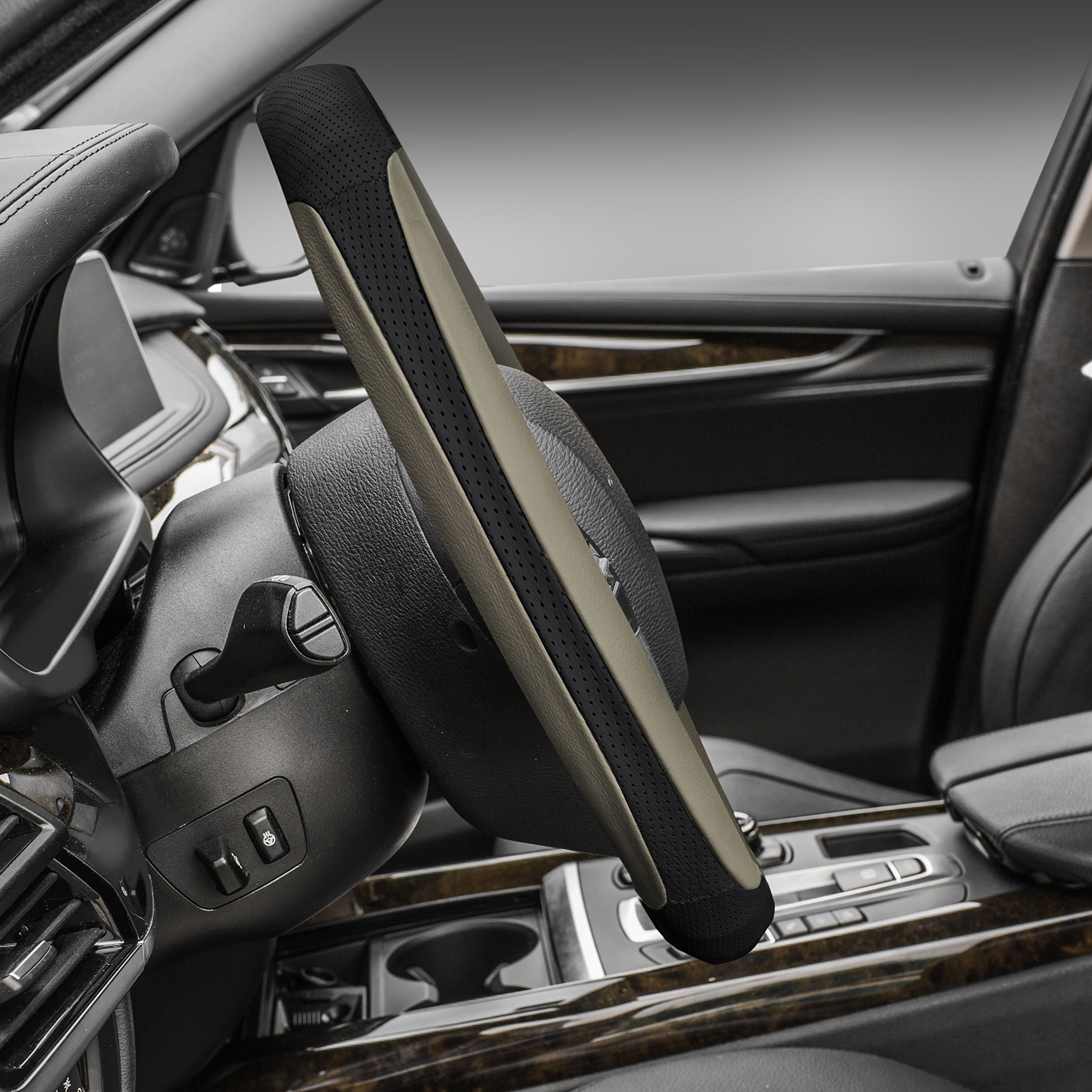 FH Group Leather Steering Wheel Cover - Universal Fit for Cars & SUVs - Driving Comfort