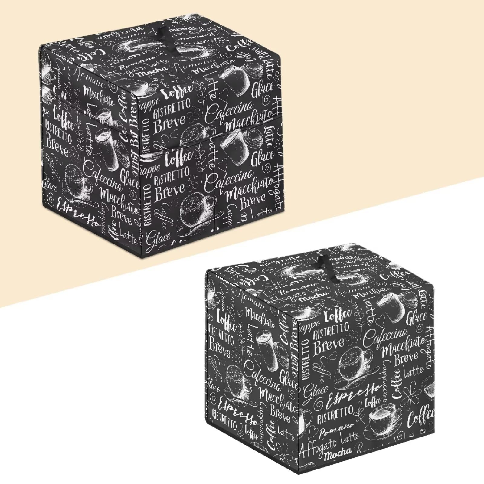 Premium Cocktail Maker Cube Dust Cover with Pockets - Machine Protector for Capsules & Accessories | Space-Saving Kitchen Organizer | Perfect for Home Bars, Parties & Coffee Stations (Coffee Black)