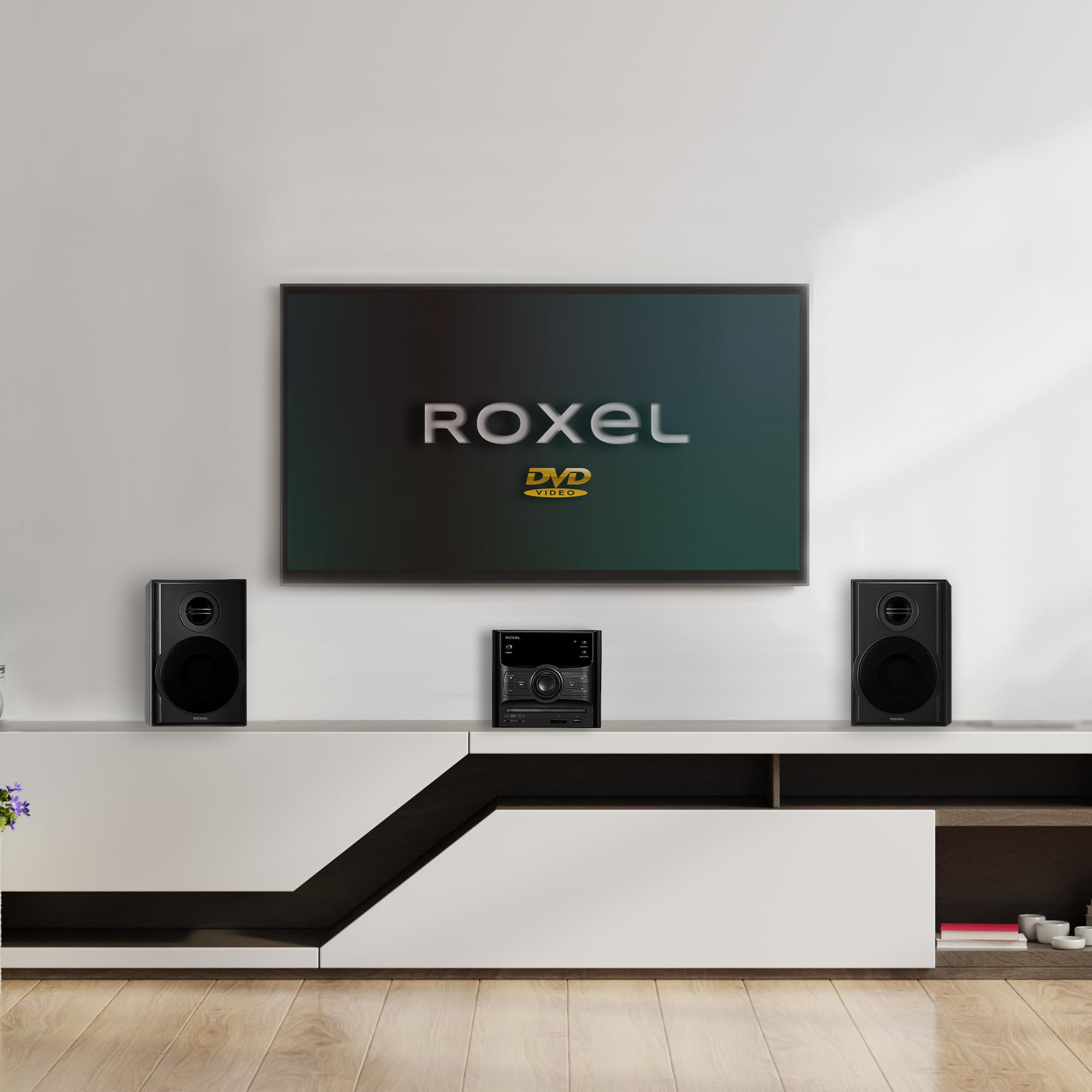 Roxel RCD-250BT Compact All-in-One Micro HiFi System with CD/DVD Player, Karaoke, Bluetooth, FM Radio, USB MP3 Playback & Remote - 40W RMS for Home Entertainment, Parties & Small Spaces