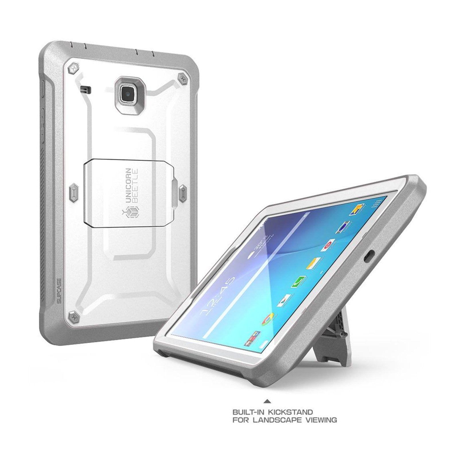 Samsung Galaxy Tab E 8.0 Inch (2016) Unicorn Beetle Pro Rugged Protective Case with Built-in Screen Protector - Shockproof Cover for Kids, Outdoor & Travel Use - White