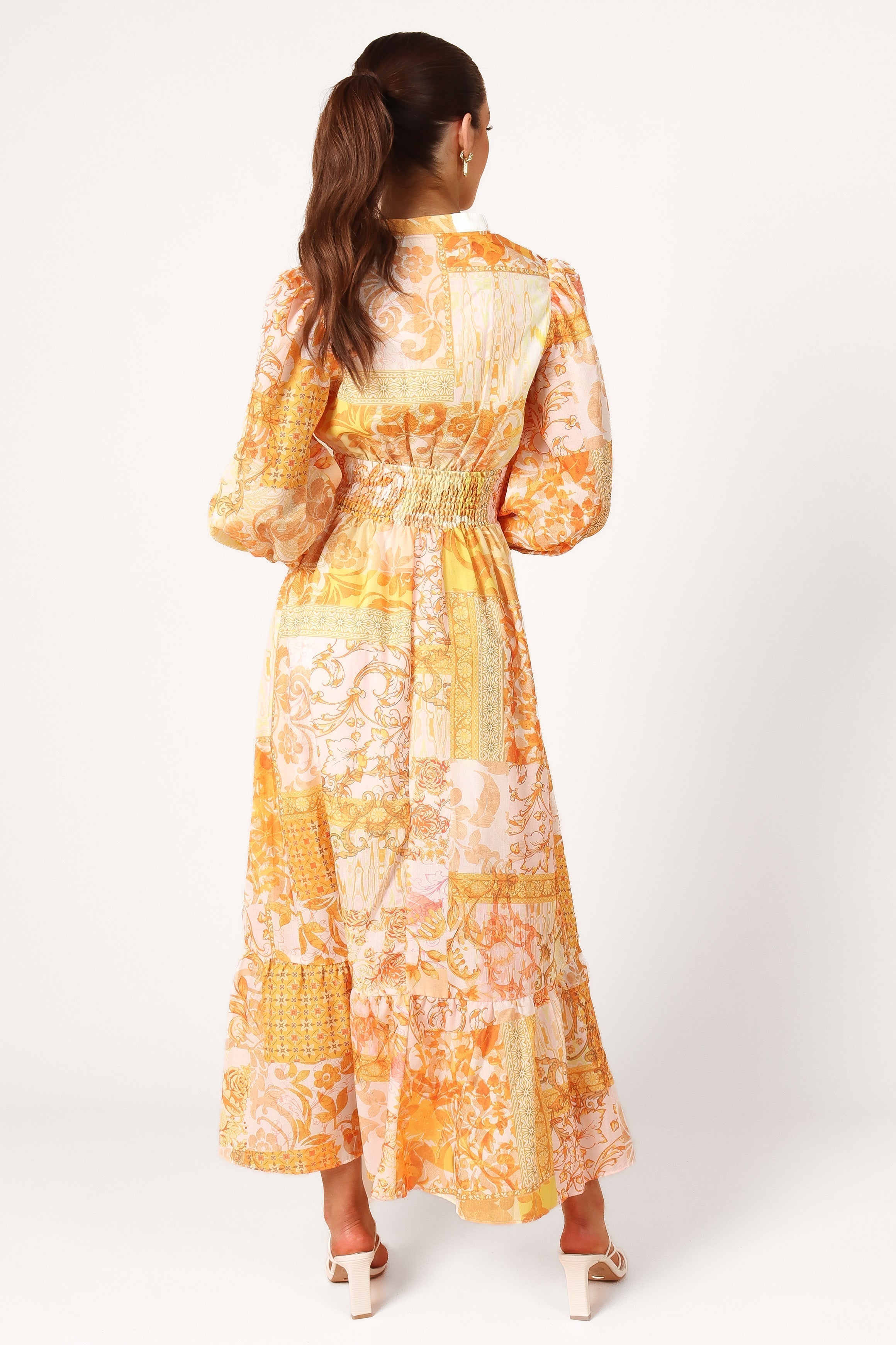 Women's Mustard Long Sleeve Maxi Dress with Elastic Waist - Comfortable Boho Style Dress for Casual Wear, Fall Fashion, and Special Occasions
