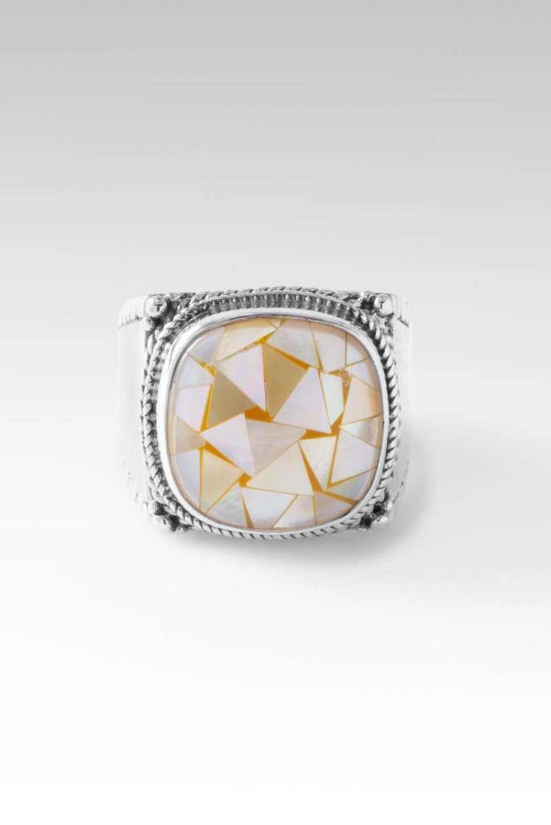 Peaceful Heart Ring™ - Elegant Golden Mother of Pearl Mosaic Jewelry for Women | Perfect Gift for Valentine's Day, Anniversary & Special Occasions
