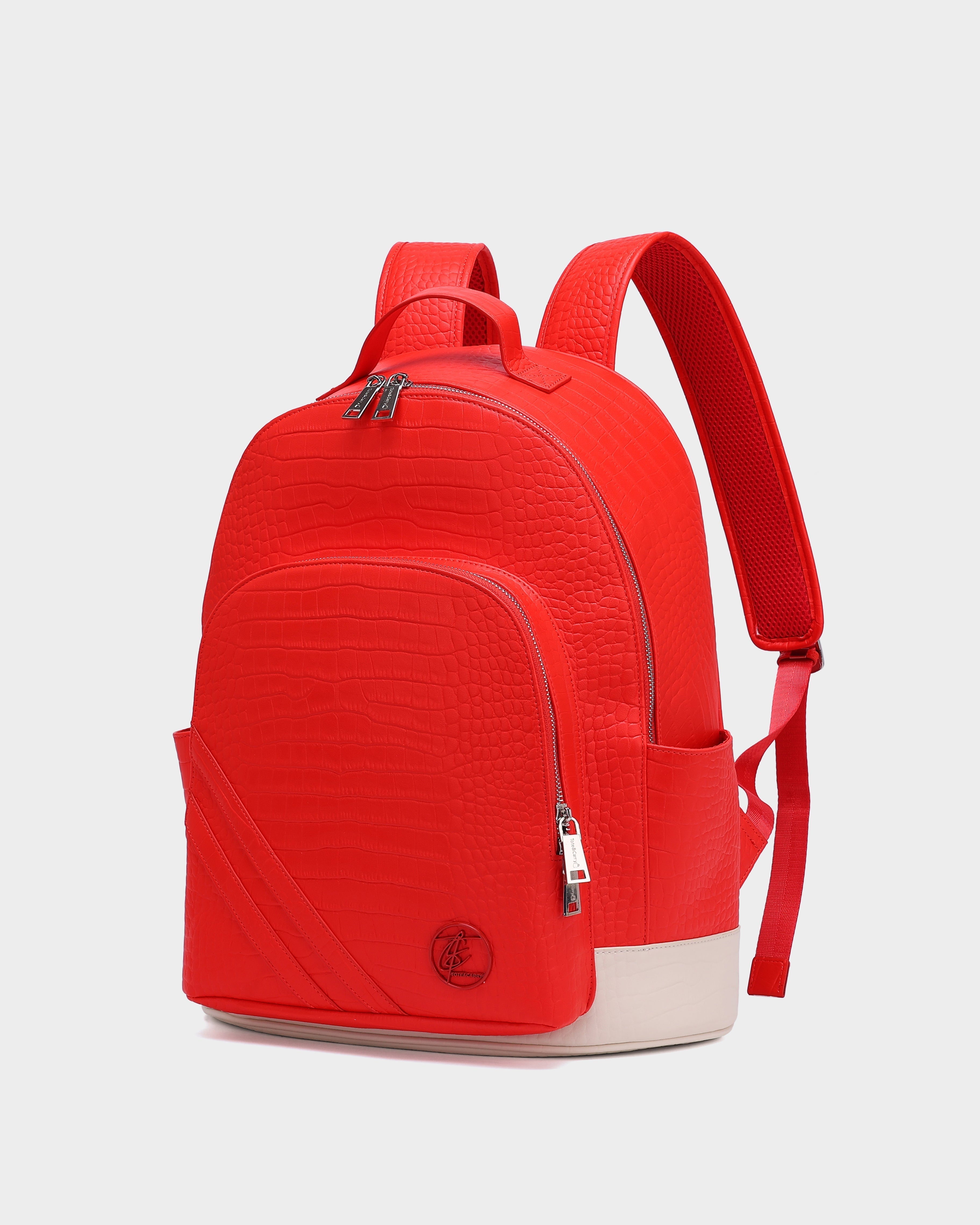 Premium Red Leather Backpack for Men & Women - Durable Travel Laptop Bag with USB Charging Port - Perfect for Work, School & Outdoor Adventures