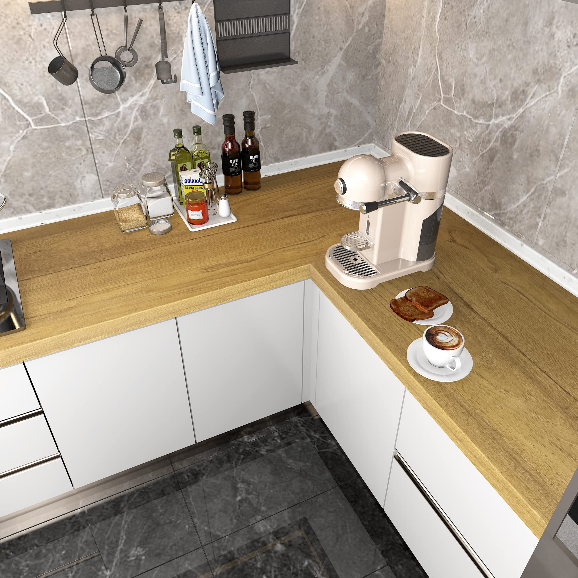 Wood Grain Contact Paper - Peel and Stick Waterproof Vinyl for Cabinets, Countertops, Tables & Desks (15.8