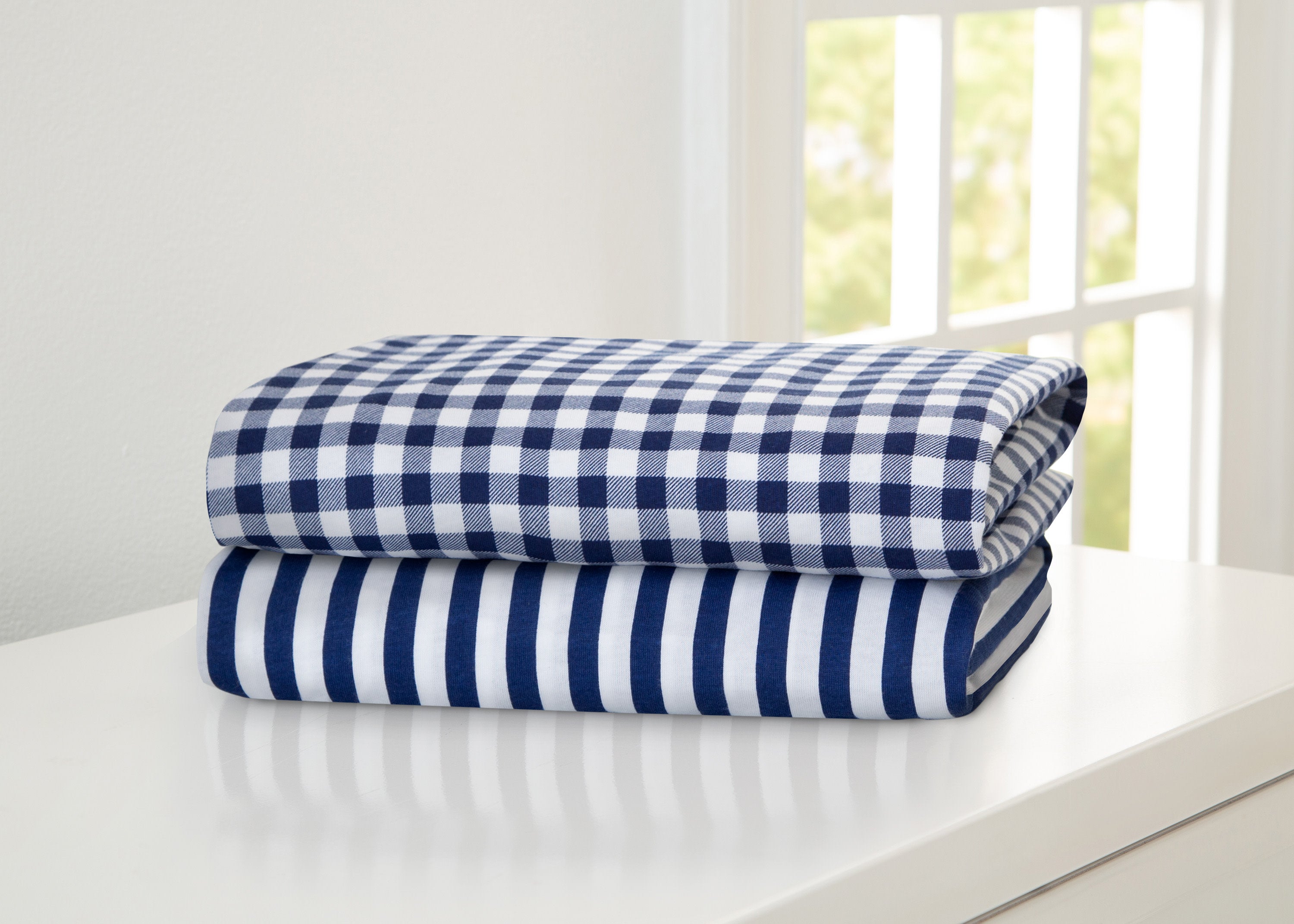 Blue Gingham Fitted Crib Sheets 2 Pack - Soft Baby Crib Bedding Set for Boys & Girls - Perfect for Nursery, Daycare & Travel