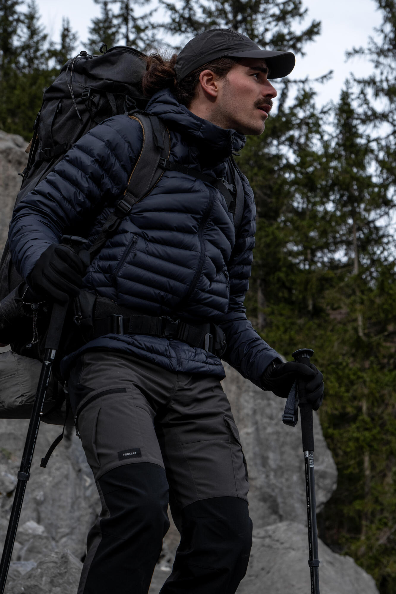 Forclaz Men's MT100 Hooded Down Puffer Jacket - Lightweight Winter Coat, Waterproof & Windproof, Warm Insulated Outdoor Jacket for Hiking, Camping & Cold Weather Activities