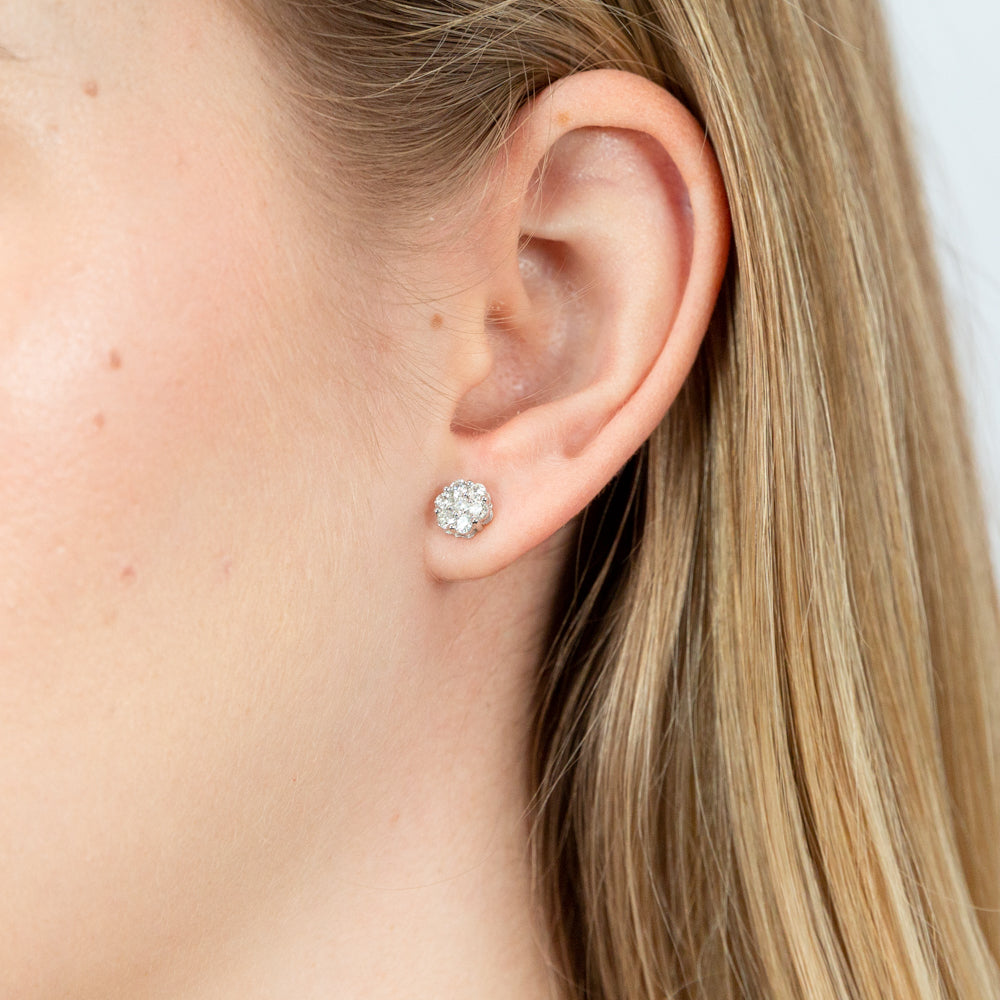 9ct White Gold 1/2 Carat Diamond Stud Earrings for Women - Elegant Round Cut Diamond Earrings for Everyday Wear & Special Occasions