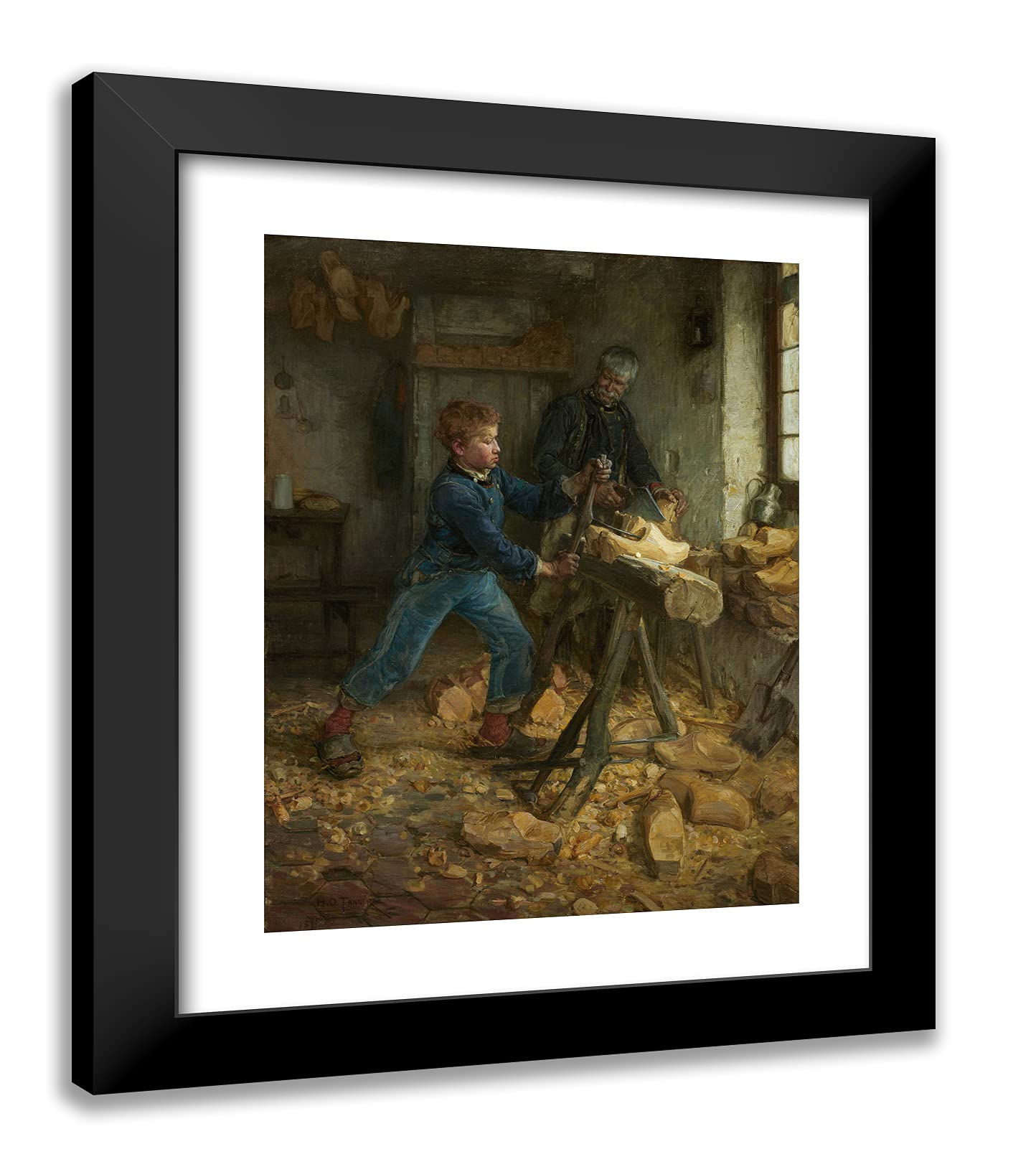 The Young Sabot Maker by Henry Ossawa Tanner - 20x24 Inch Black Modern Framed Art Print - Perfect for Living Room, Bedroom or Office Wall Decor