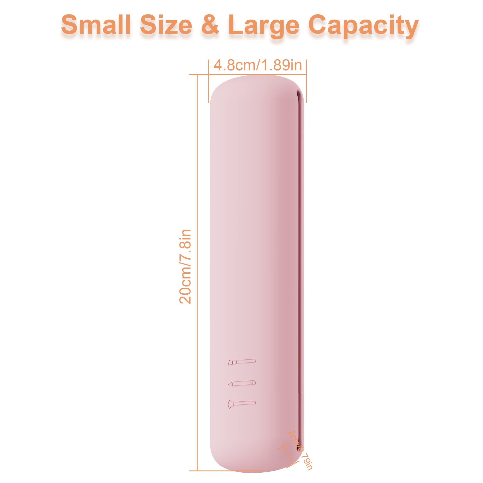 FERYES Travel Makeup Brush Holder - Silicone Cosmetic Brush Organizer with Case, Portable & Soft Makeup Tools Storage for Women | Perfect for Travel, Home & Salon Use (Pink)