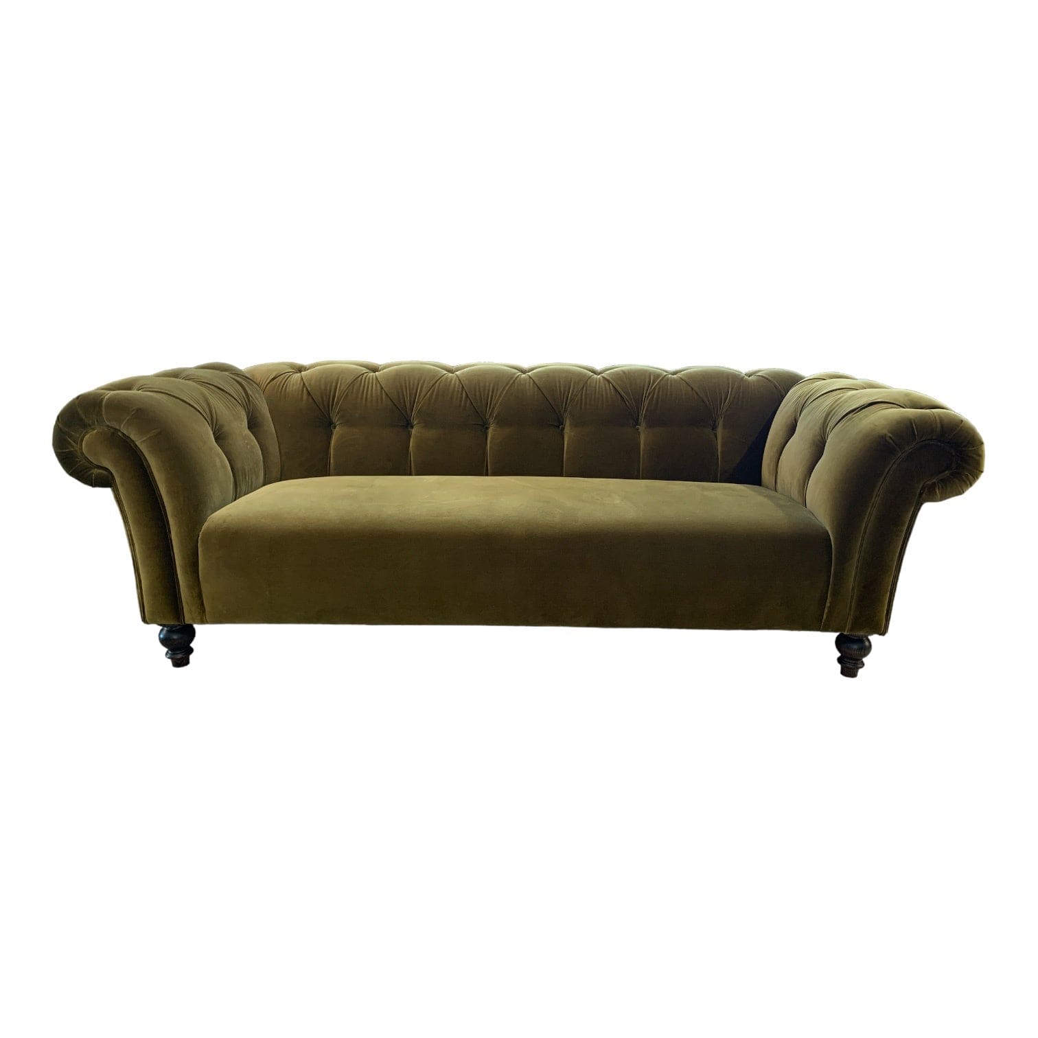 Arthur Olive 3-Seater Chesterfield Sofa - Genuine Leather Living Room Couch for Home & Office - Perfect for Lounge, Reception Areas & Luxury Spaces