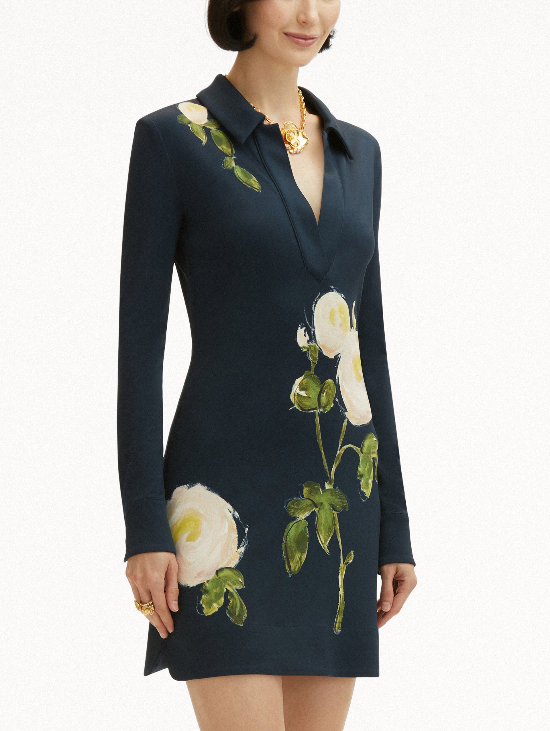 Painted Roses Jersey Mini Dress - Floral Print Summer Dress for Women | Perfect for Beach Vacations, Parties & Date Nights