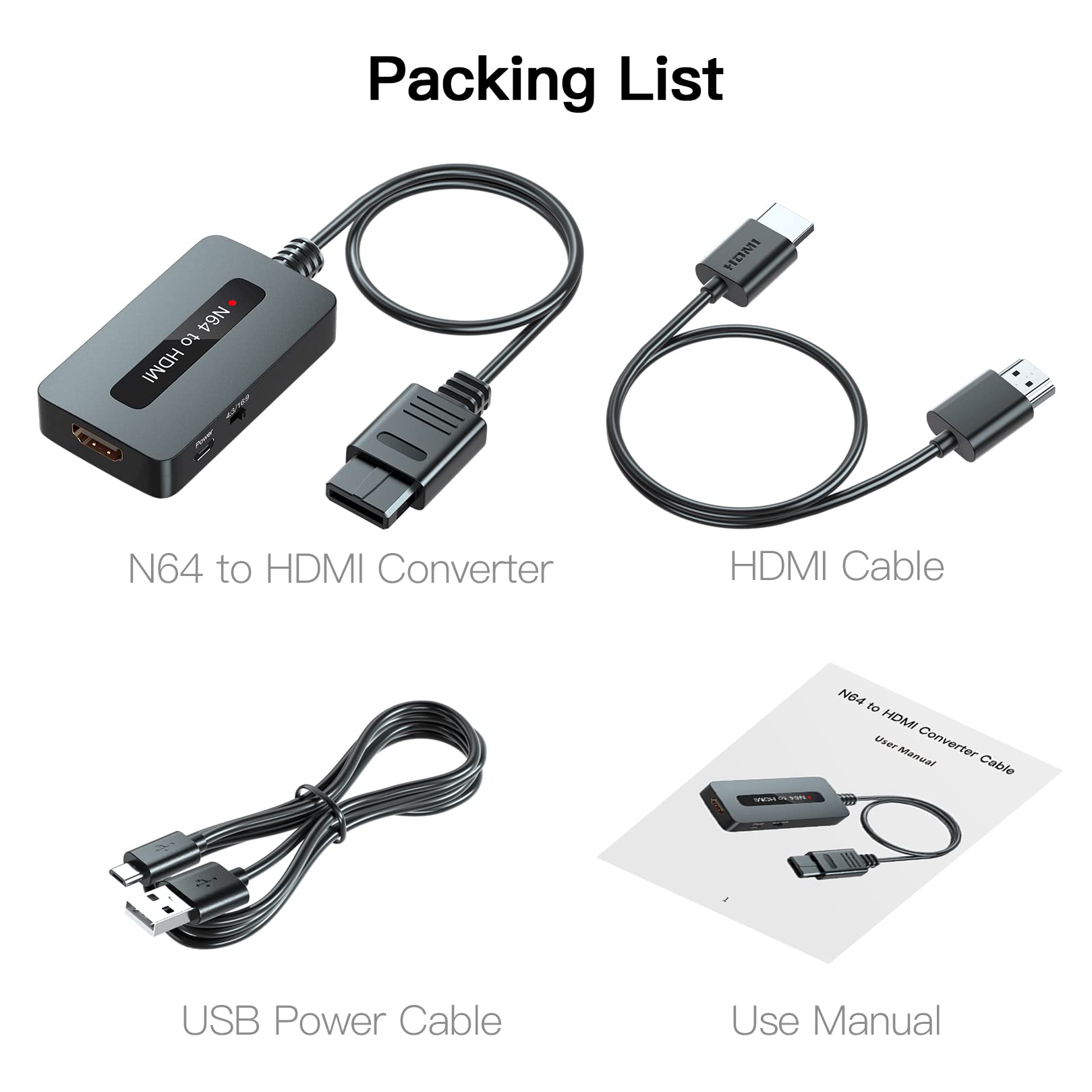 N64 to HDMI Converter with 4:3 & 16:9 Ratio Switch - Nintendo 64/SNES/NGC Compatible HDMI Adapter Cable for Classic Gaming on Modern TVs