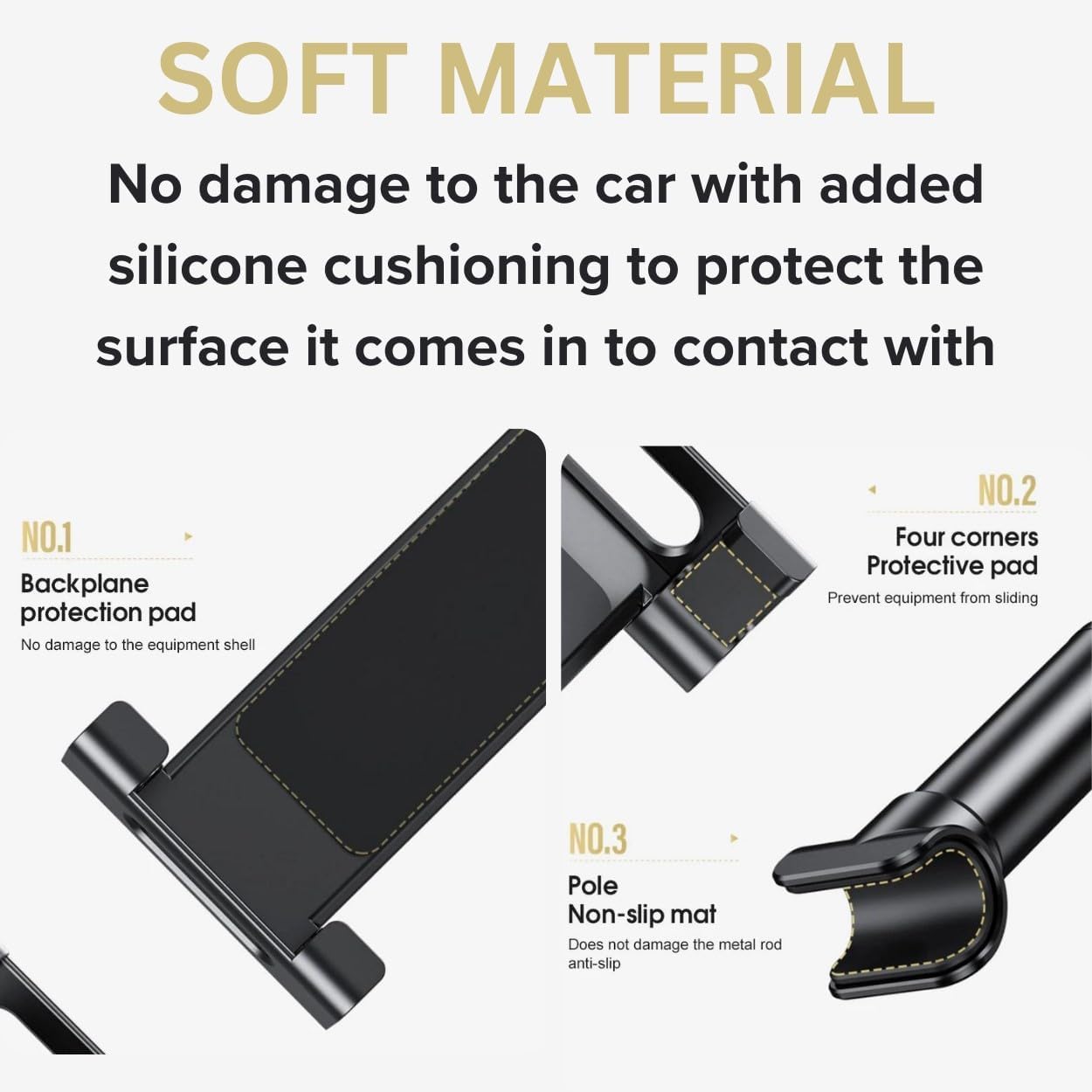 360° Adjustable Universal Car Headrest Mount Holder for iPad, Samsung Tablet, Switch, Kindle & Phones 5.5