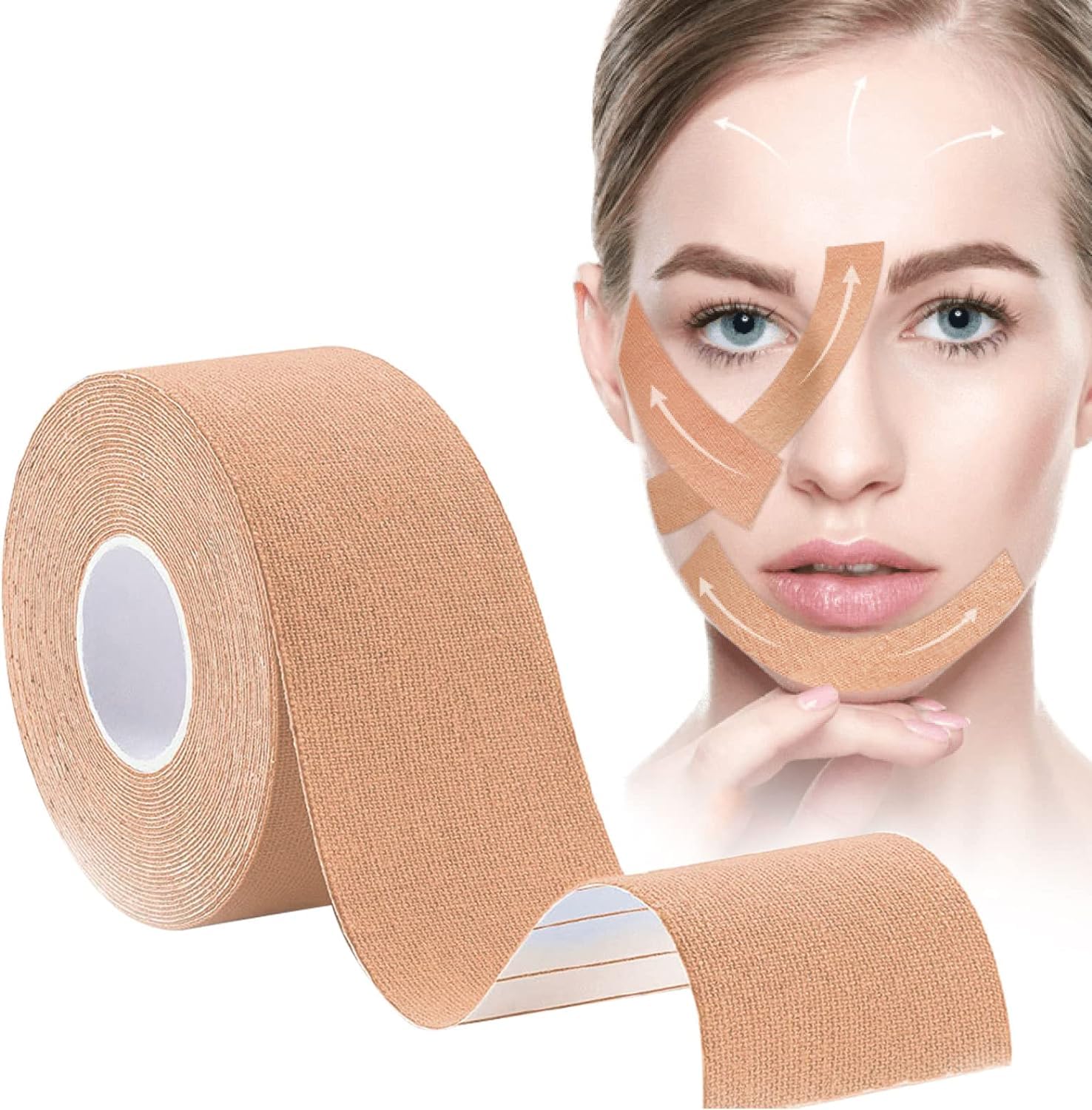 MEENIRA Face Lift Tape - Anti-Wrinkle Facial Lifting Patches for Women | Myofascial Tightening Bands | Forehead Wrinkle Remover | 5 Meter Roll | Perfect for Daily Use, Special Occasions & Skincare Routine