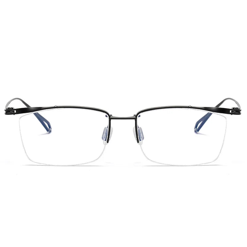 Aimee Unisex Semi-Rimless Square Browline Titanium Eyeglasses Frame 3817 - Lightweight & Durable Glasses for Work, Reading, and Fashion Accessories