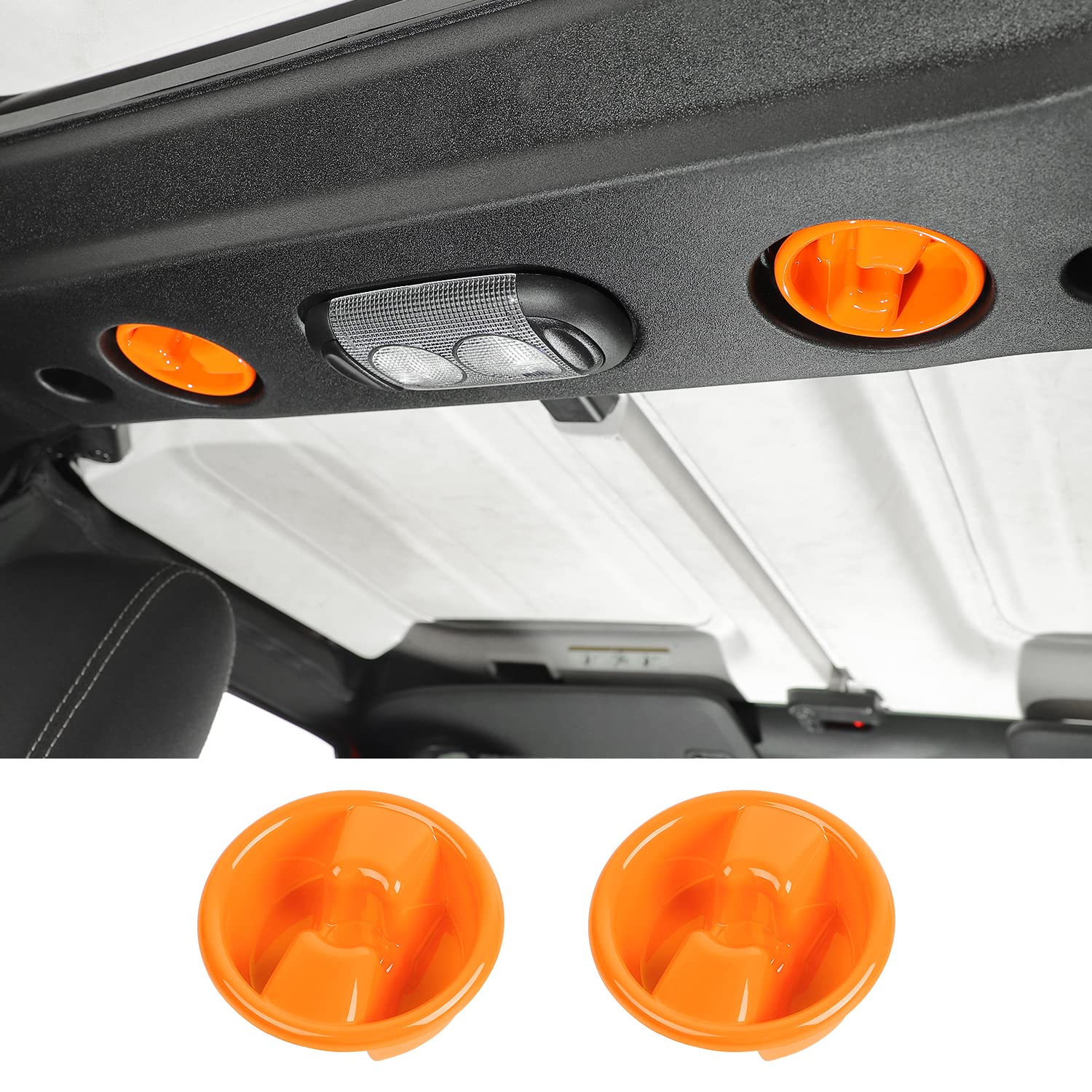 2007-2018 Jeep Wrangler JK JKU Roof Top Mounting Knob Screw Cover - Interior Accessories Decoration (Orange) - Perfect for Off-Roading & Customization