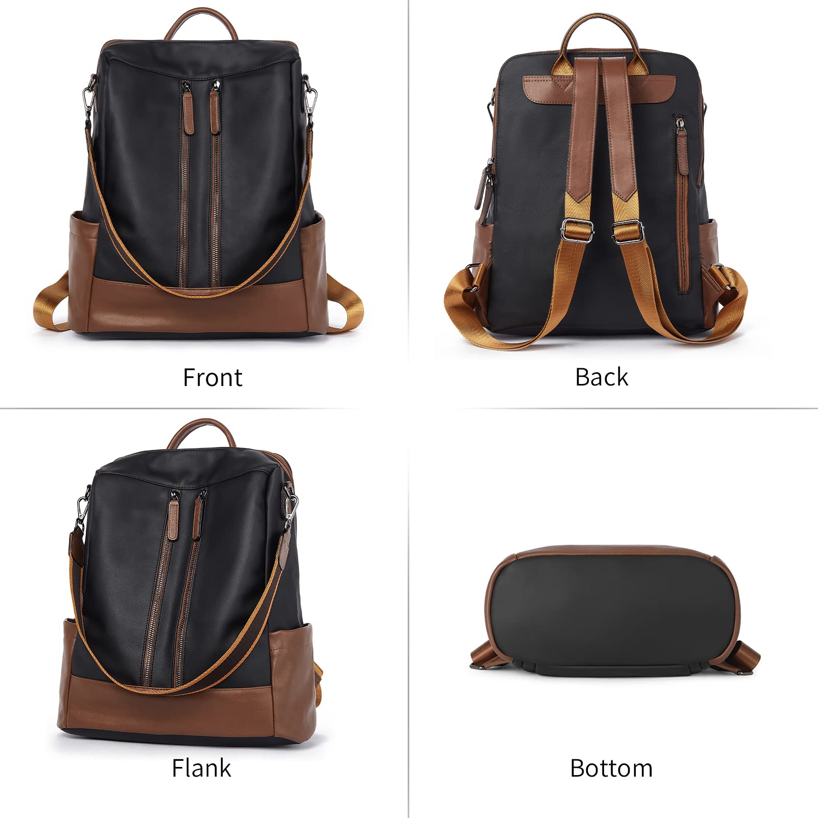 BROMEN Women's Leather Backpack Purse - Anti-Theft Fashion Shoulder Handbag & Bookbag for Work, Travel & Daily Use