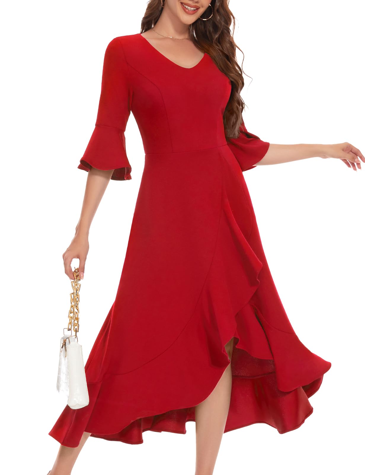 Elegant V-Neck Wedding Guest Dresses for Women - Cocktail & Formal Mother of The Bride Dress for Prom, Evening Party & Special Occasions | Perfect for Weddings, Galas, and Black Tie Events