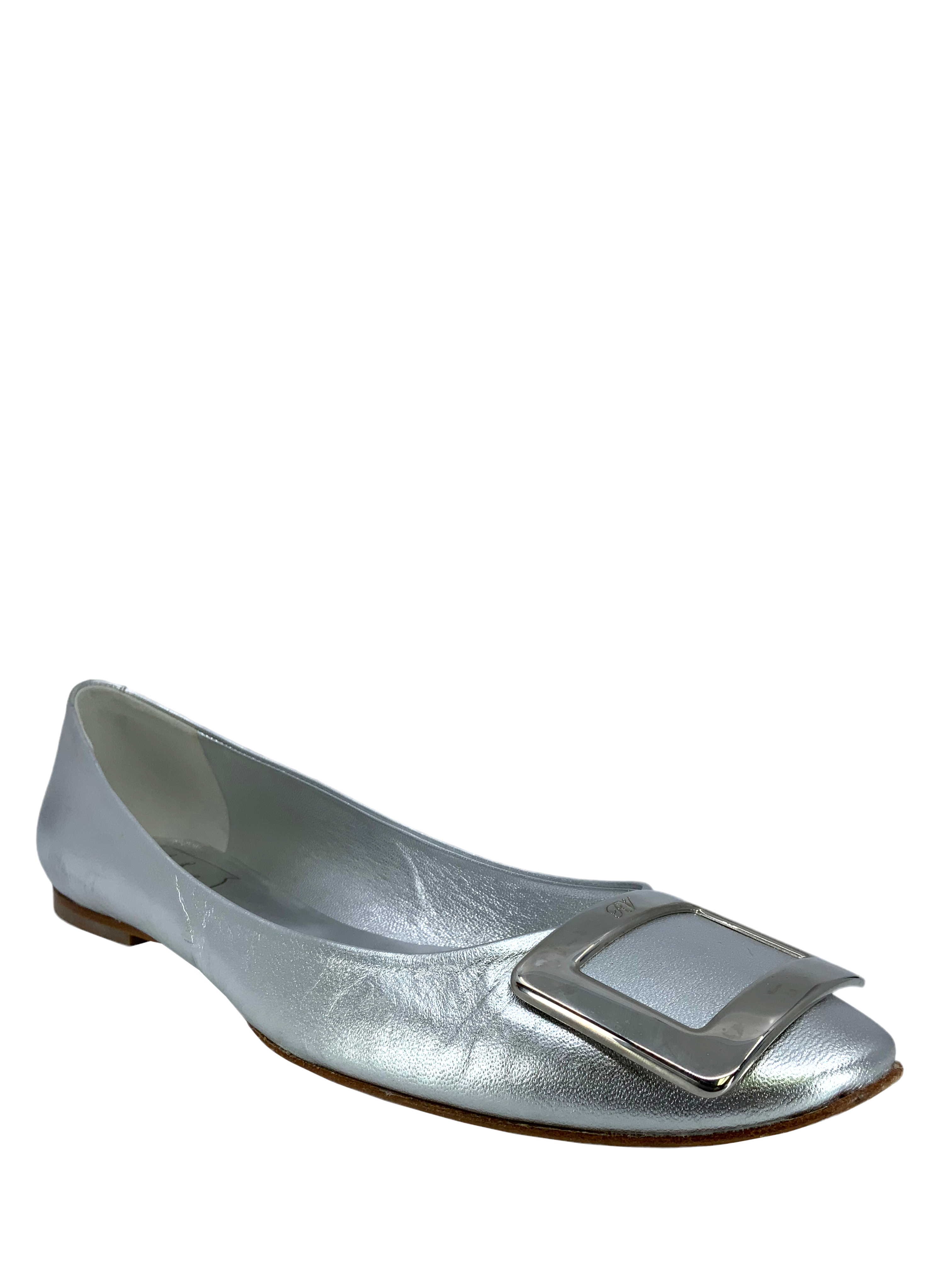 Roger Vivier Belle Vivier Metal Buckle Ballet Flats Size 9 | Women's Luxury Designer Shoes for Work, Party & Special Occasions