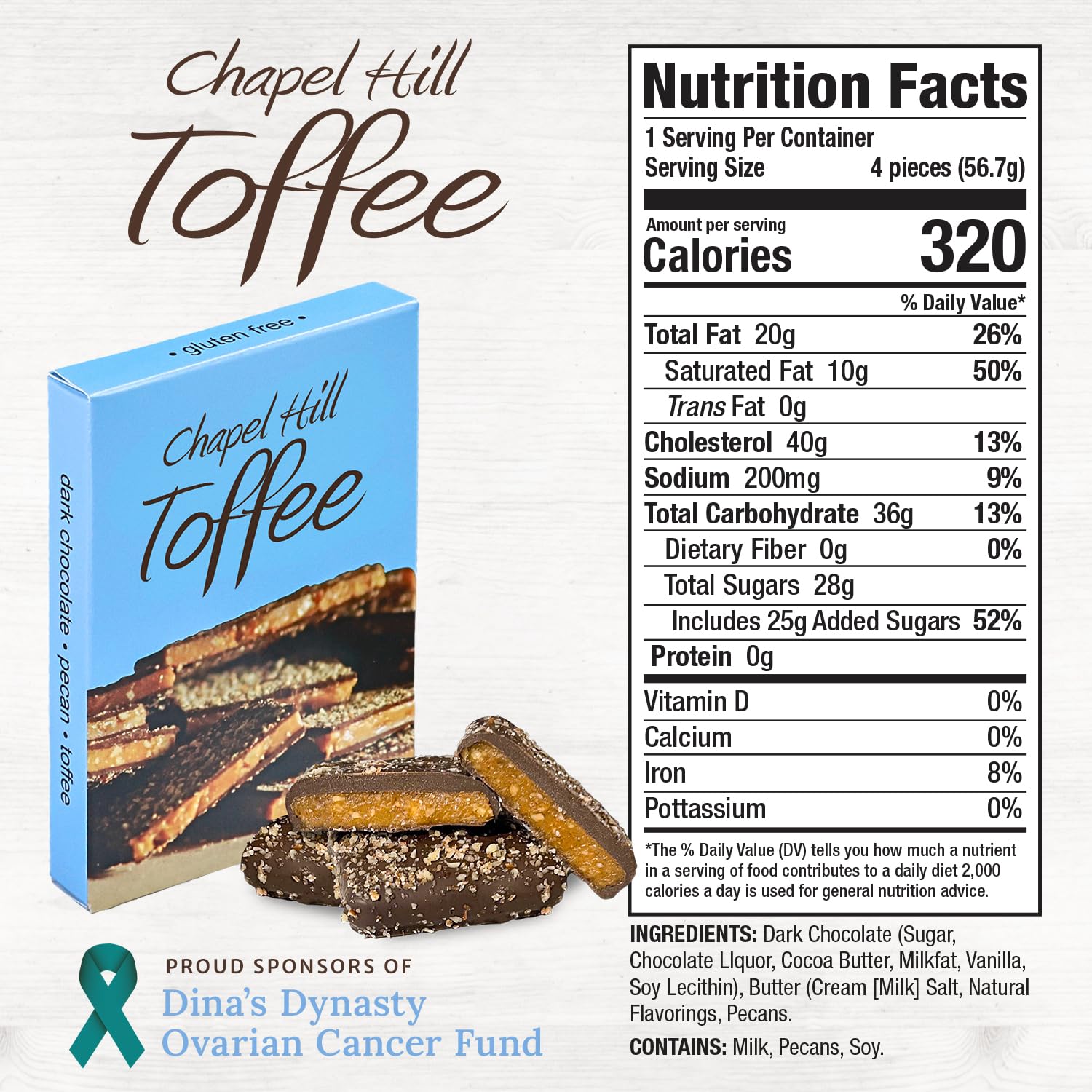 Premium Pecan & Dark Chocolate Toffee Squares - Gluten Free, Natural Ingredients, 2oz Pack - Perfect for Gifts, Holiday Treats & Dessert Toppings