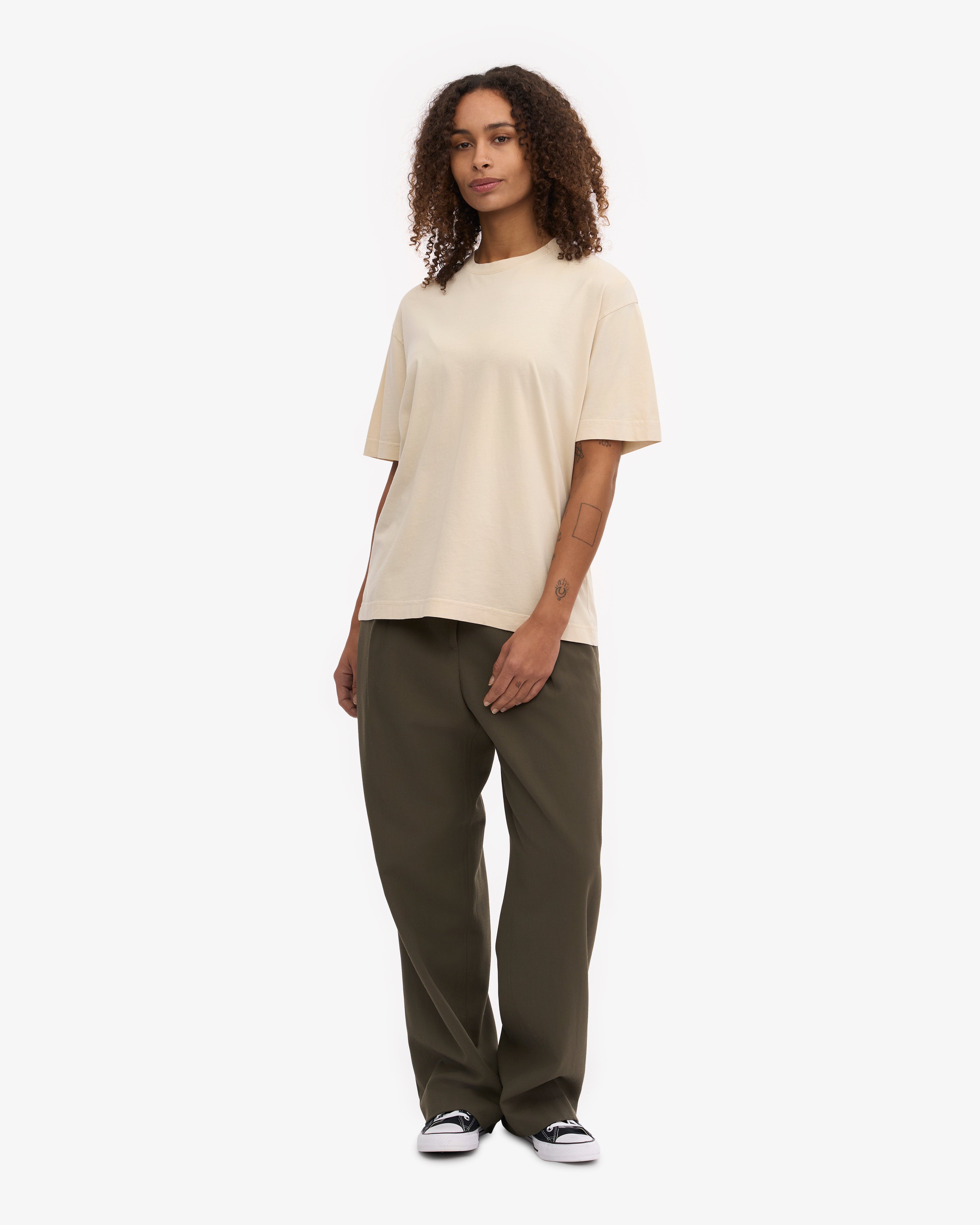 Oversized Organic Cotton T-Shirt for Women - Soft Ivory White Tee - Casual Loungewear & Streetwear Outfits