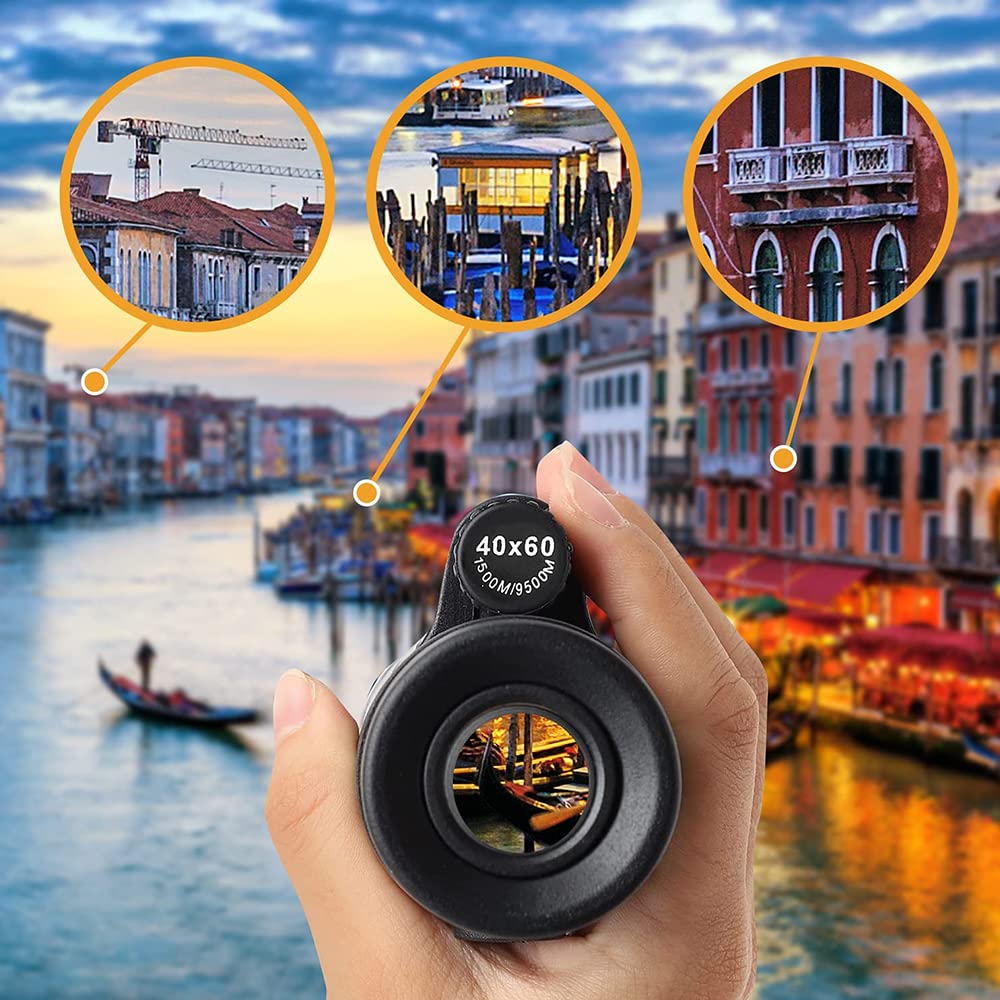40X60 High Power Monocular Telescope for Bird Watching, Hunting, Camping & Travel - Compact & Lightweight with Smartphone Adapter, Tripod & Carry Case (Black) | Perfect for Outdoor Adventures, Wildlife Observation & Sports Events
