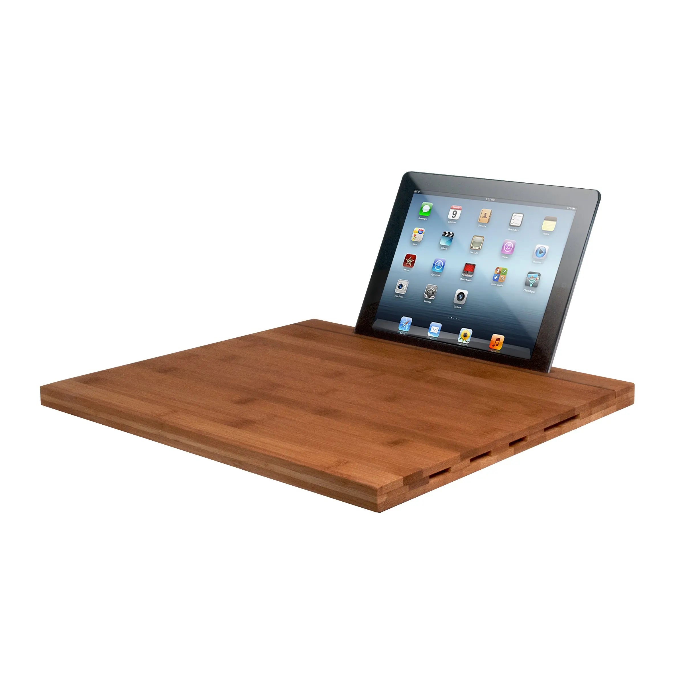 Premium Bamboo Cutting Board with Built-in Knife Storage & iPad Screen Protector - Perfect for Kitchen Prep, Cooking, and Digital Recipe Viewing