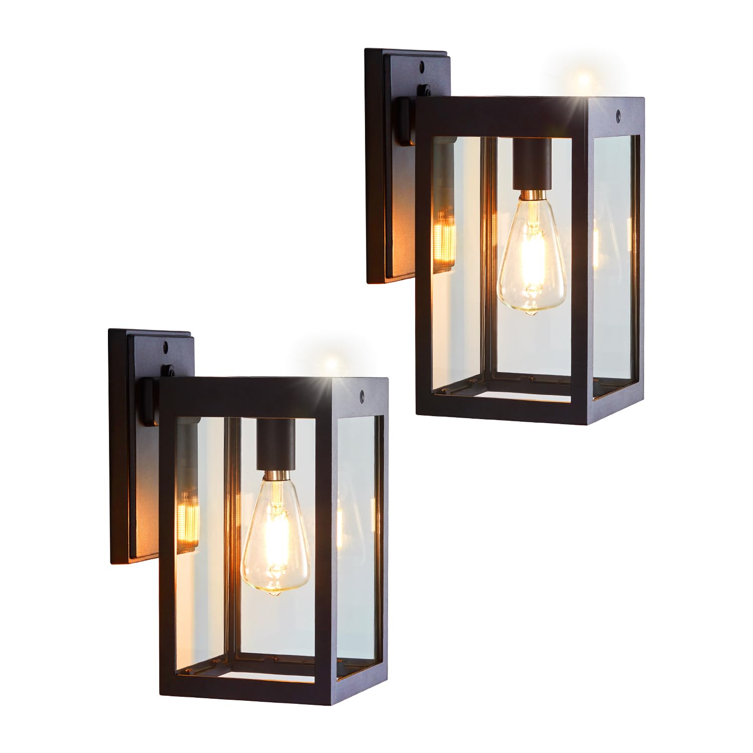 MDENLT Solar Powered Outdoor Wall Lights - Waterproof Aluminum Sconce Lighting for Porch, Garage, Entryway - Matte Black Finish - Perfect for Home Security and Pathway Illumination