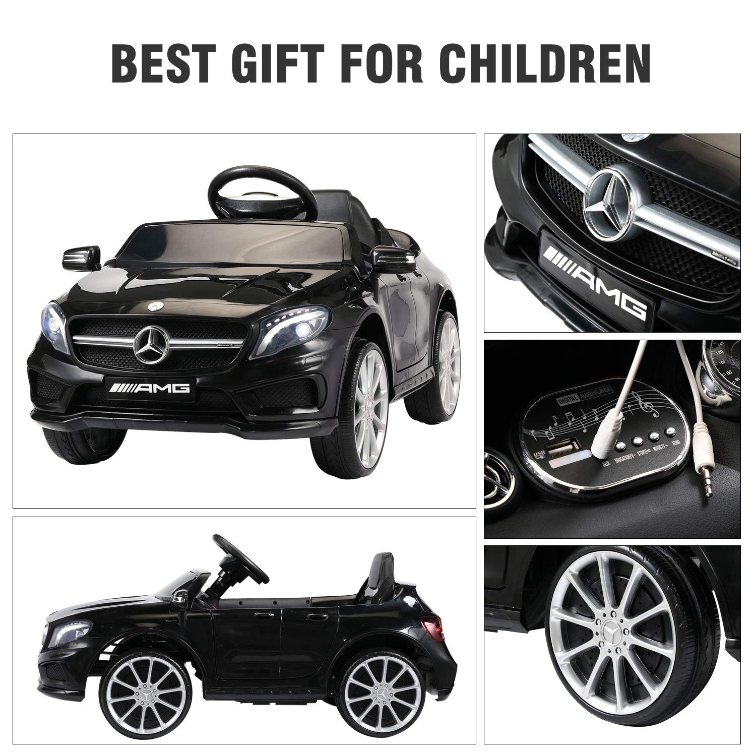 TOBBI Licensed Mercedes Benz Electric Ride On Car for Kids 3+ Years Old - Remote Control Toy Vehicle with Soft Start, 3 Speeds, LED Lights & Music - Perfect for Birthday Gifts, Outdoor Play and Pretend Driving Fun