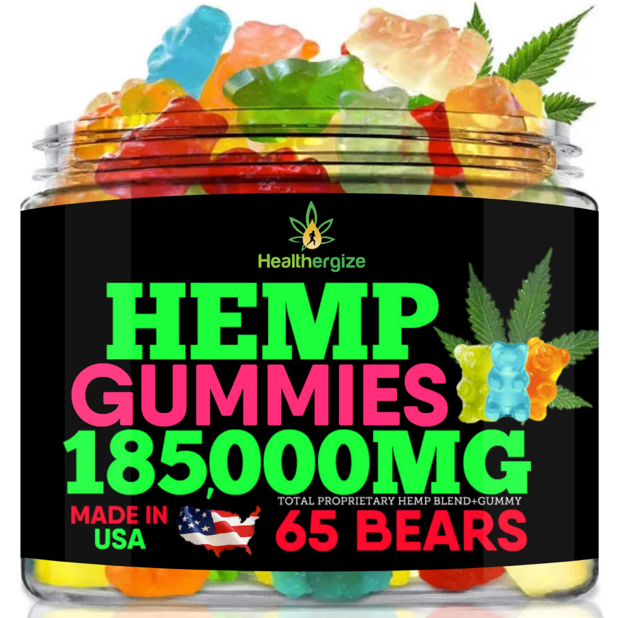 Premium Hemp Gummy Bears for Sleep & Joint Relief - 65ct Natural Hemp Extract Gummies - Fruity Flavored, Made in USA - Supports Back & Knee Pain - Perfect for Nighttime Relaxation & Stress Relief