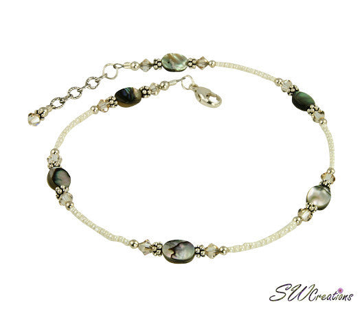 Golden Shadow Abalone Shell Anklet - Handmade Boho Beach Ankle Bracelet for Women, Natural Shell Jewelry for Summer Vacation & Festival Outfits