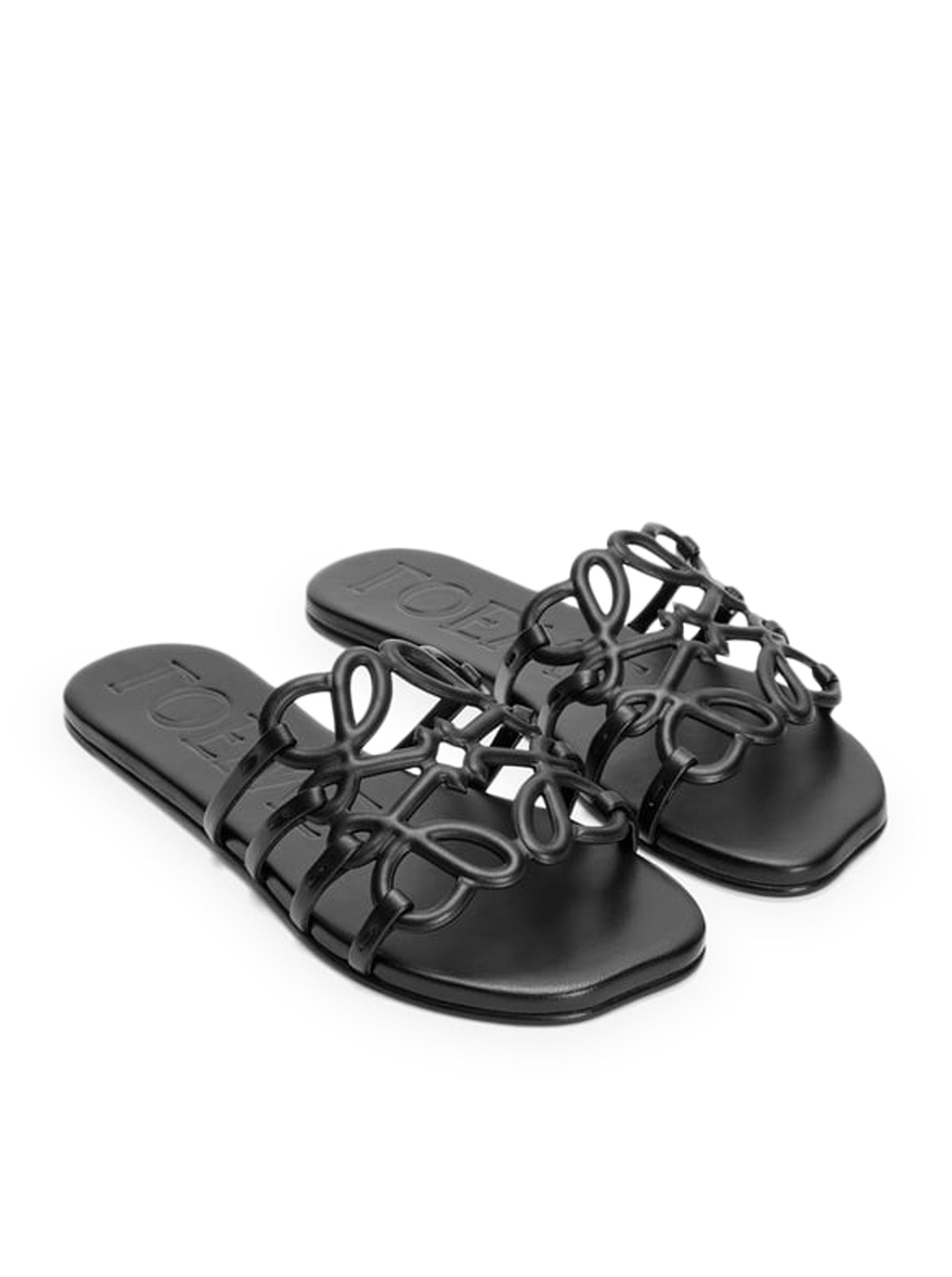 Petal Anagram Calfskin Sandals - Women's Luxury Leather Slide Sandals for Summer, Beach, and Casual Outfits