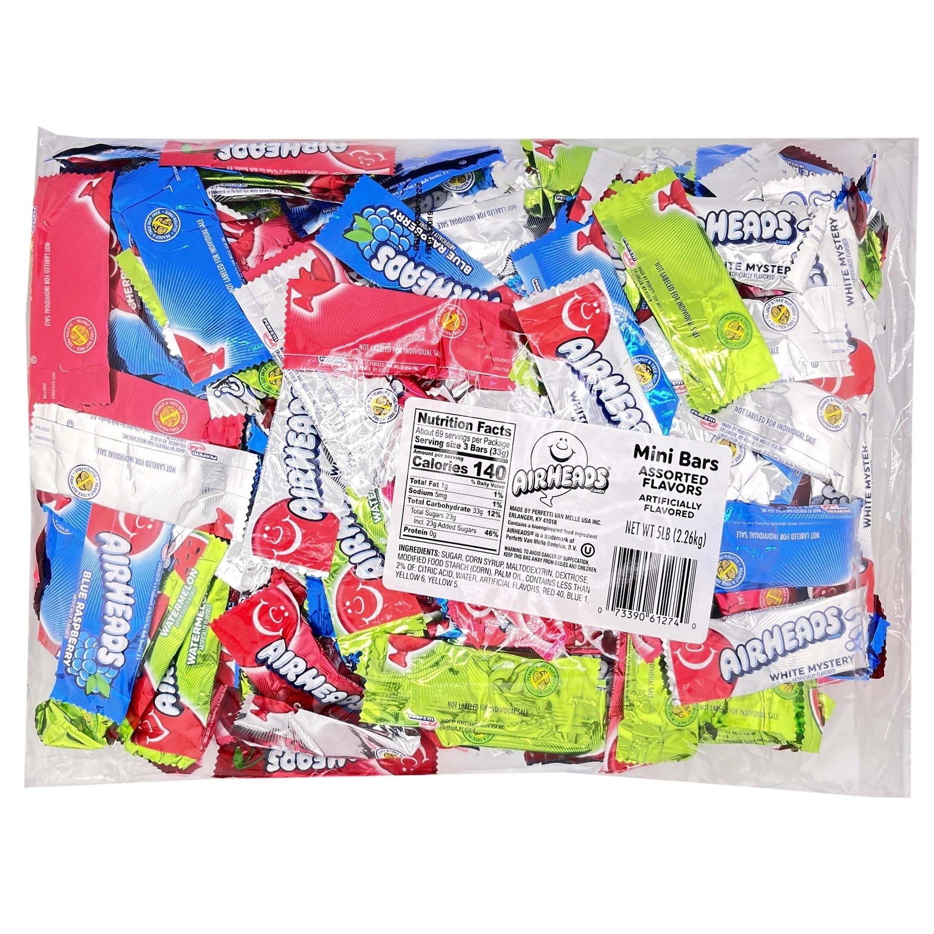 Airheads Mini Bars Assorted Flavors - 5lb Bulk Bag of Chewy Candy | Perfect for Halloween, Party Favors, School Snacks & Office Treats