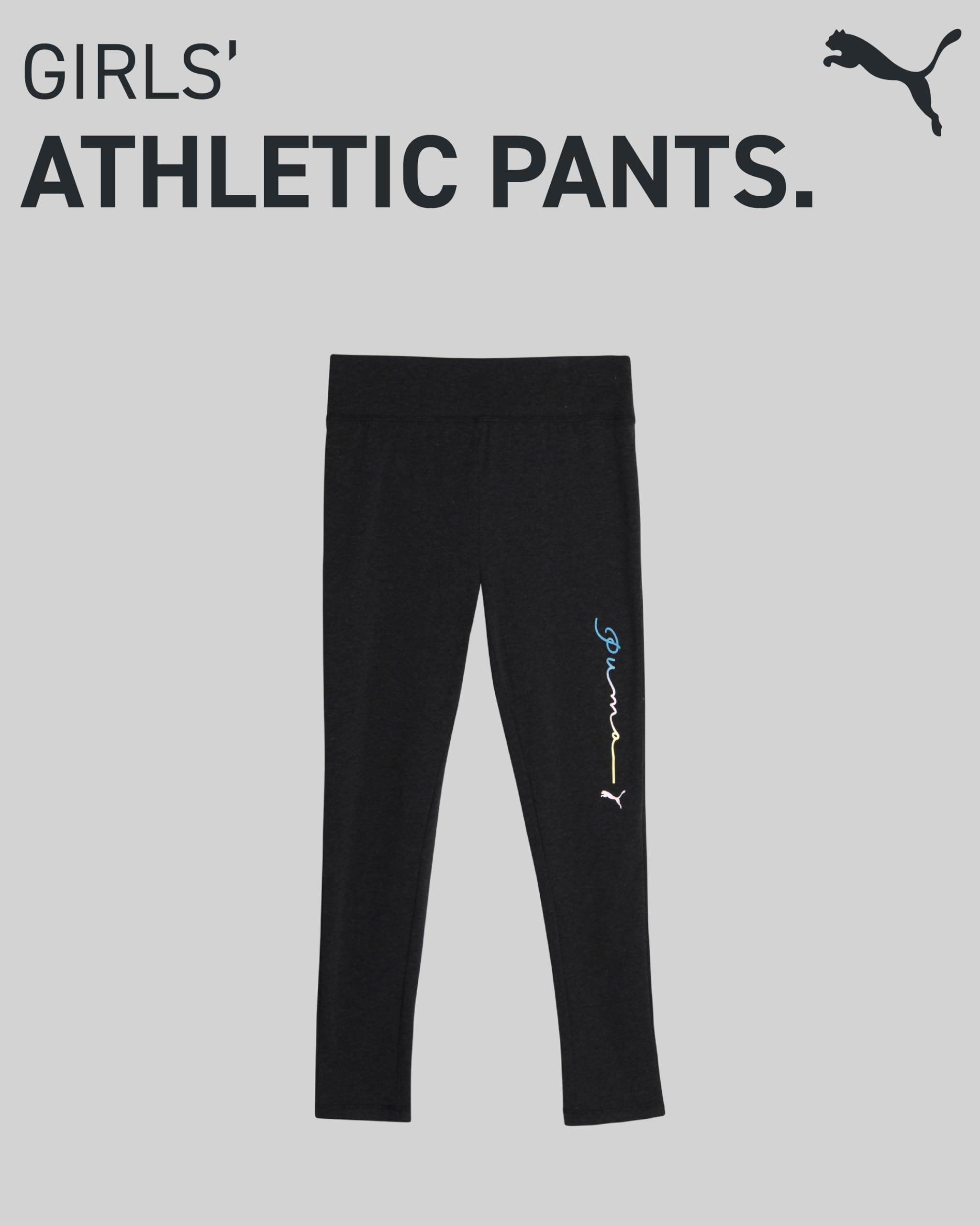 PUMA Girls' Stretchy Athletic Leggings - Comfortable Yoga Pants for Kids & Teens - Flared or Basic Design (Sizes S-XL) - Perfect for School, Gym & Playtime