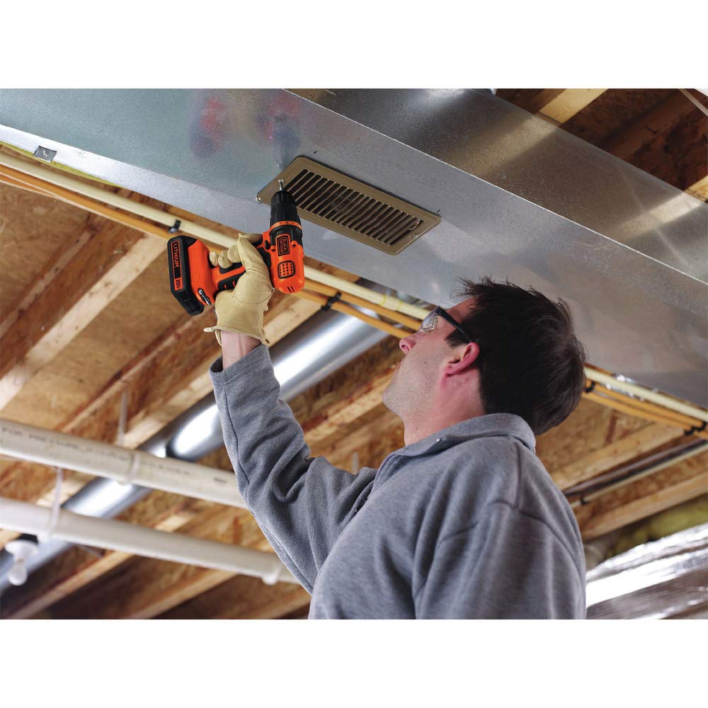 BLACK+DECKER 20V MAX Cordless Drill Driver Kit with LED Work Light, 3/8 Inch Chuck, Includes Battery & Charger (LDX120C) - Perfect for DIY Home Projects, Woodworking, and Professional Construction Work