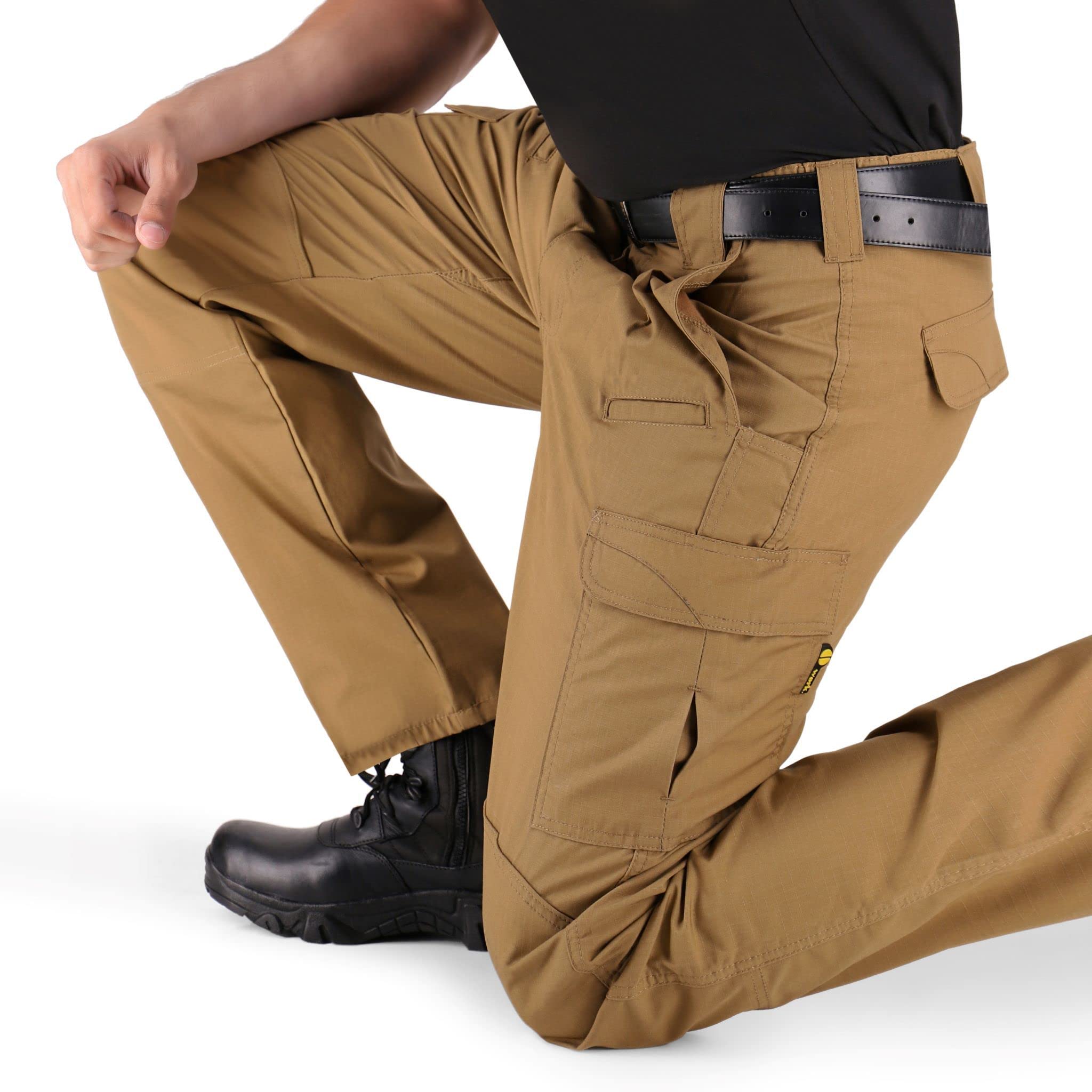 WHITEDUCK Men's Tactical Cargo Pants - Ripstop Stretch Water Resistant Work Pants with 13 Pockets for Military, Hiking & Outdoor Activities - Durable Tactical Pants for Camping, Hunting & Adventure