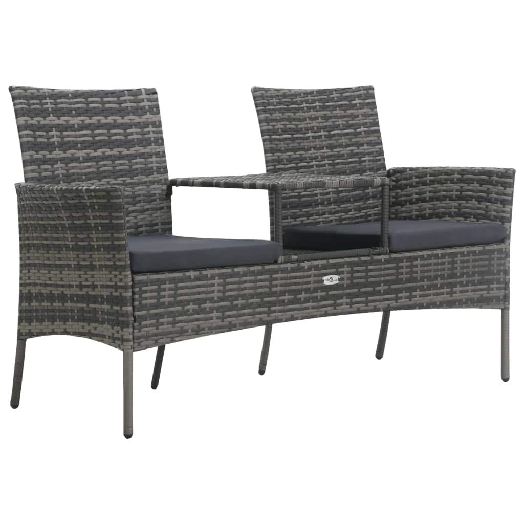 Modern 2-Seater Outdoor Patio Furniture Set with Tea Table - Poly Rattan Anthracite Conversation Sofa for Home, Garden, Lawn & Balcony - Perfect for Relaxing, Entertaining & Outdoor Dining