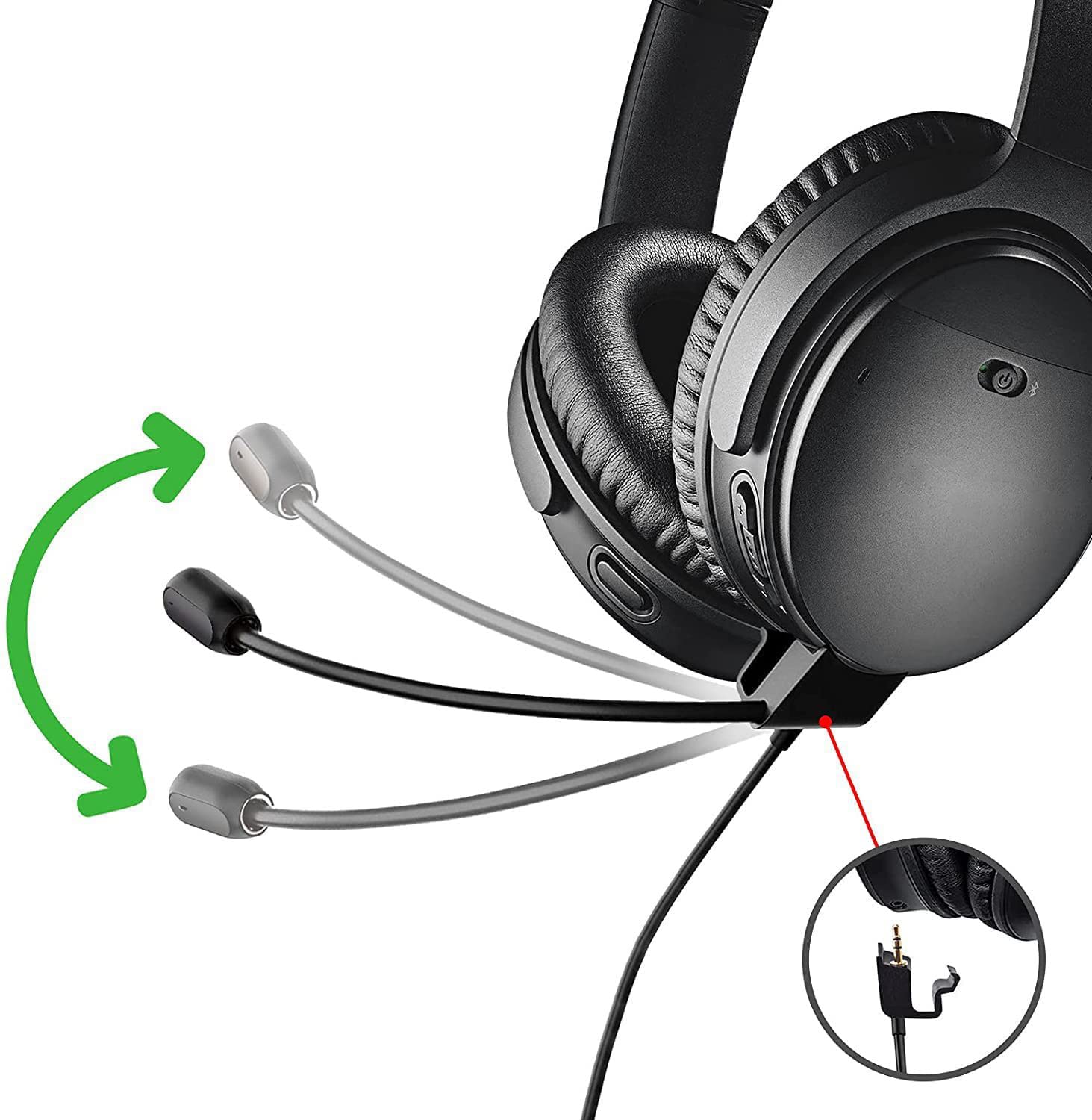 Bose QuietComfort 45 Boom Microphone Cable - Compatible with QC45 Wireless Headphones, PS4/PS5, Xbox Series X/S, PC & Laptop - 40in Black Mic with Mute Switch for Gaming, Streaming & Conference Calls