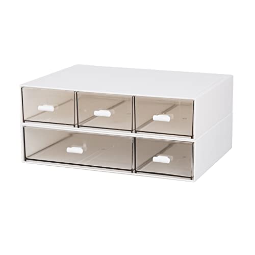 2 Flat Layers & 5 Drawers, White