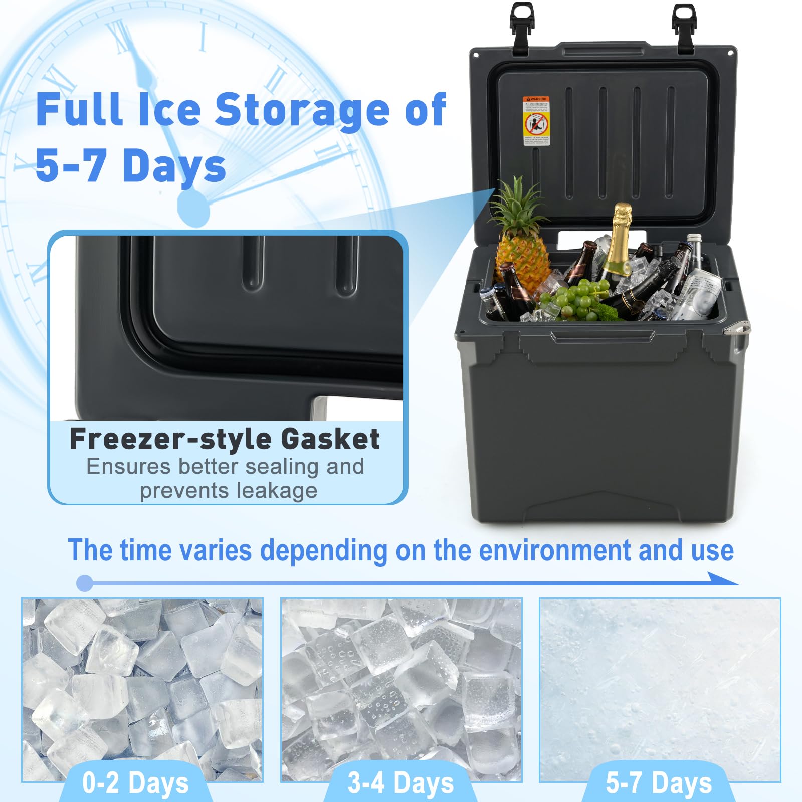 Goplus 50-Quart Rolling Cooler with Wheels - Insulated Heavy Duty Ice Chest for Camping, Beach, Picnics & Boating - Leakproof Latches, 5-7 Day Ice Retention, Cup Holders & Portable Handles - Perfect for Outdoor Adventures, Tailgating & Backyard BBQs