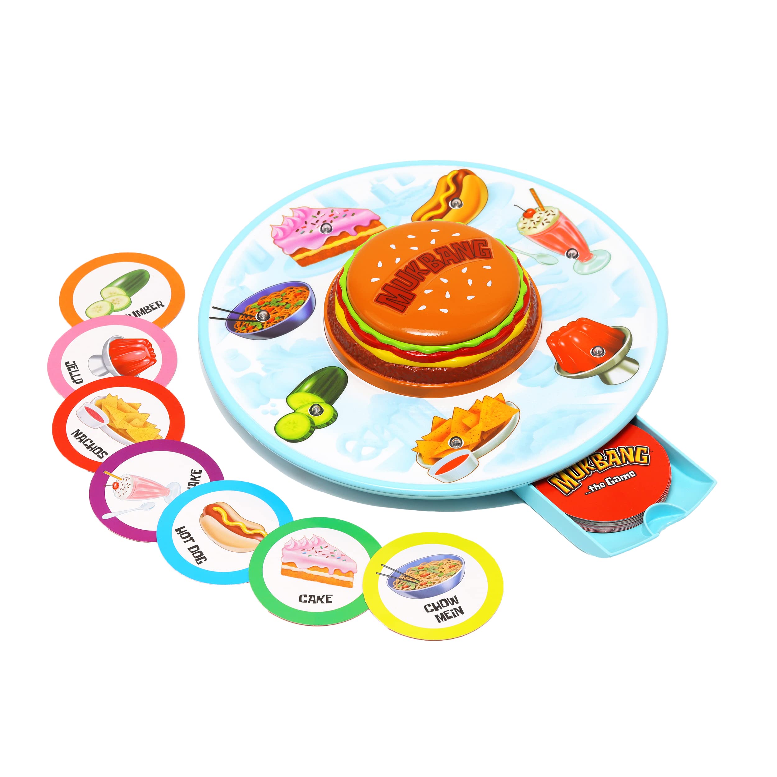 Far Out Toys MUKBANG Electronic Food Sound Memory Game - Match 35 Food Cards to Mukbang Sounds (Slurp, Crunch, Belch) - Fun Family Game for Parties & Indoor Activities