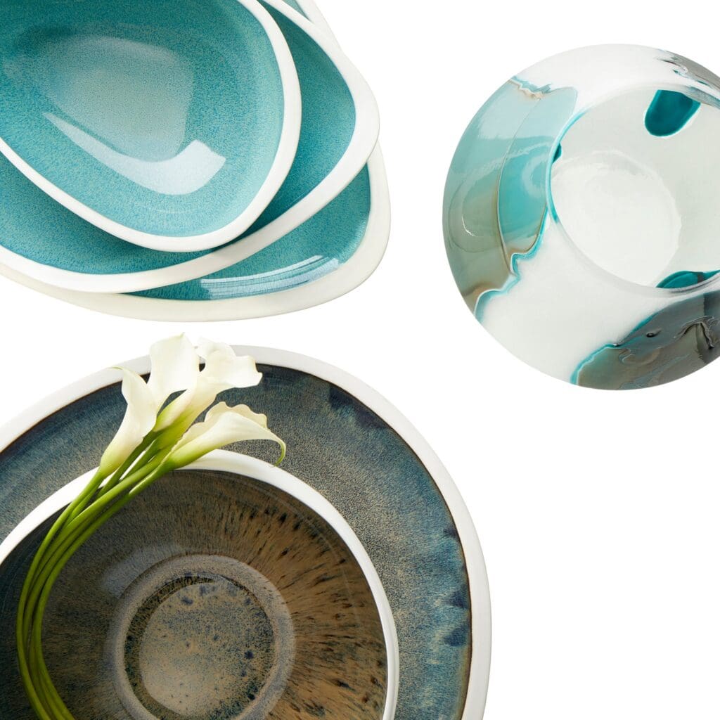 Cyan Design 10254 White and Oyster Small Android Bowl - Decorative Ceramic Fruit Bowl for Kitchen, Dining Table, or Centerpiece Decor