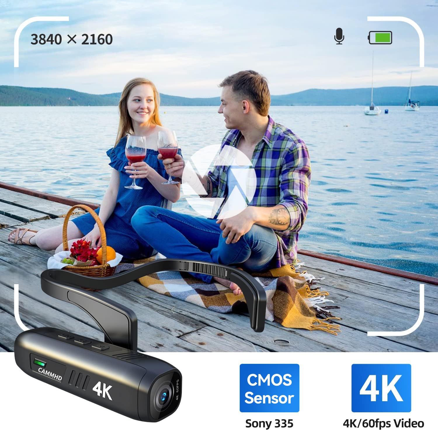 4K WiFi Head Mounted Camera - Anti-Shake Wearable Vlog Camera with 2200mAh Battery & APP Remote Control (32GB) - Perfect for Outdoor Adventures, Sports Recording, and Hands-Free Vlogging