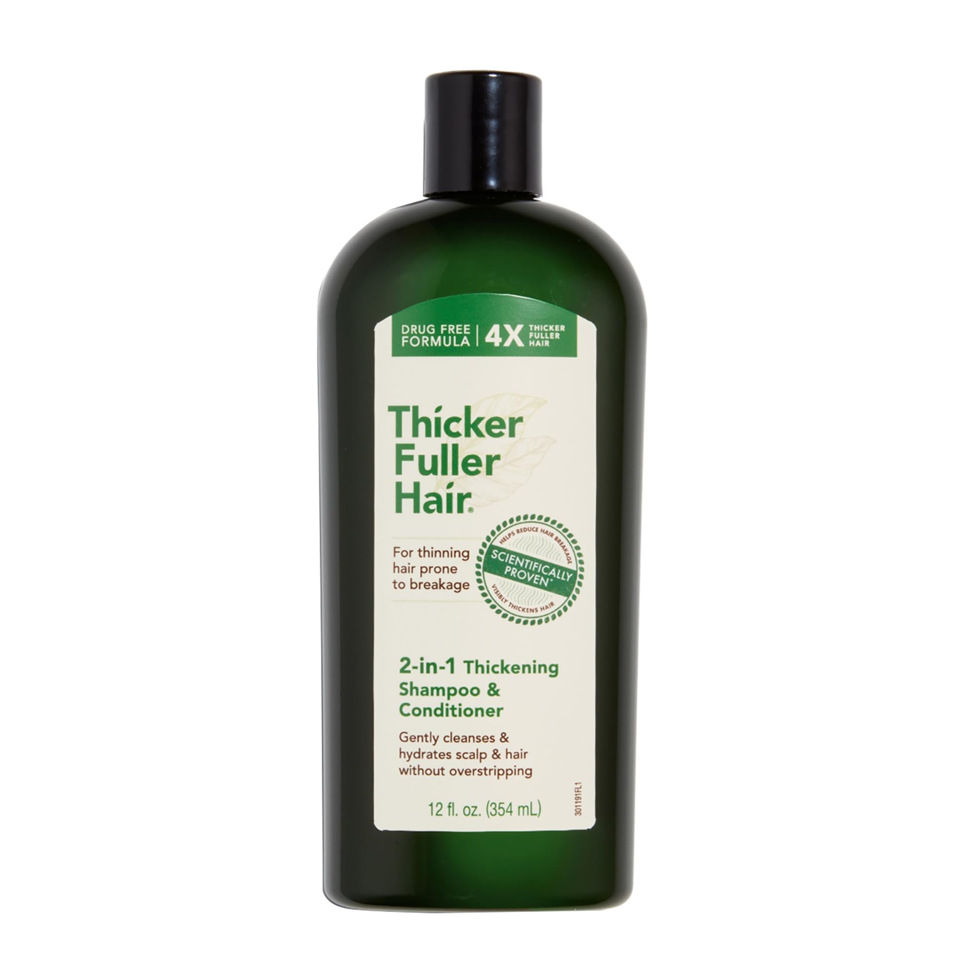 Thicker Fuller Hair 2-in-1 Thickening Shampoo & Conditioner for Men - Volumizing Shampoo for Thinning Hair with Aloe Vera - Hydrating & Strengthening Hair Care - 12 oz - Perfect for Daily Use & Styling